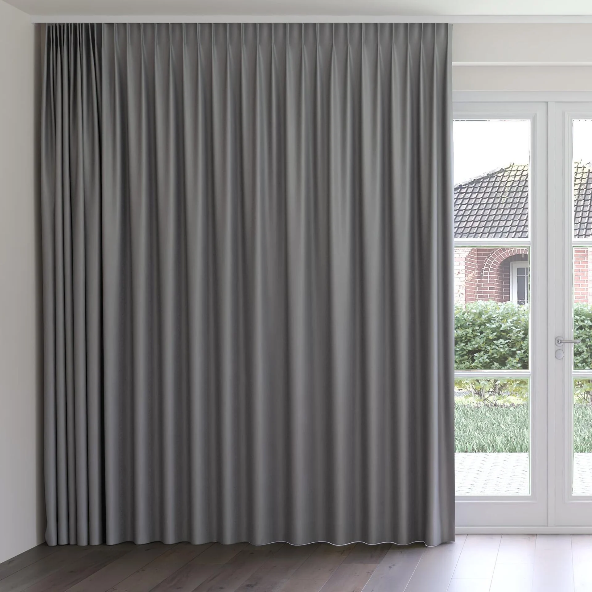 Front view of Woolskin Elephant, on curtain rail