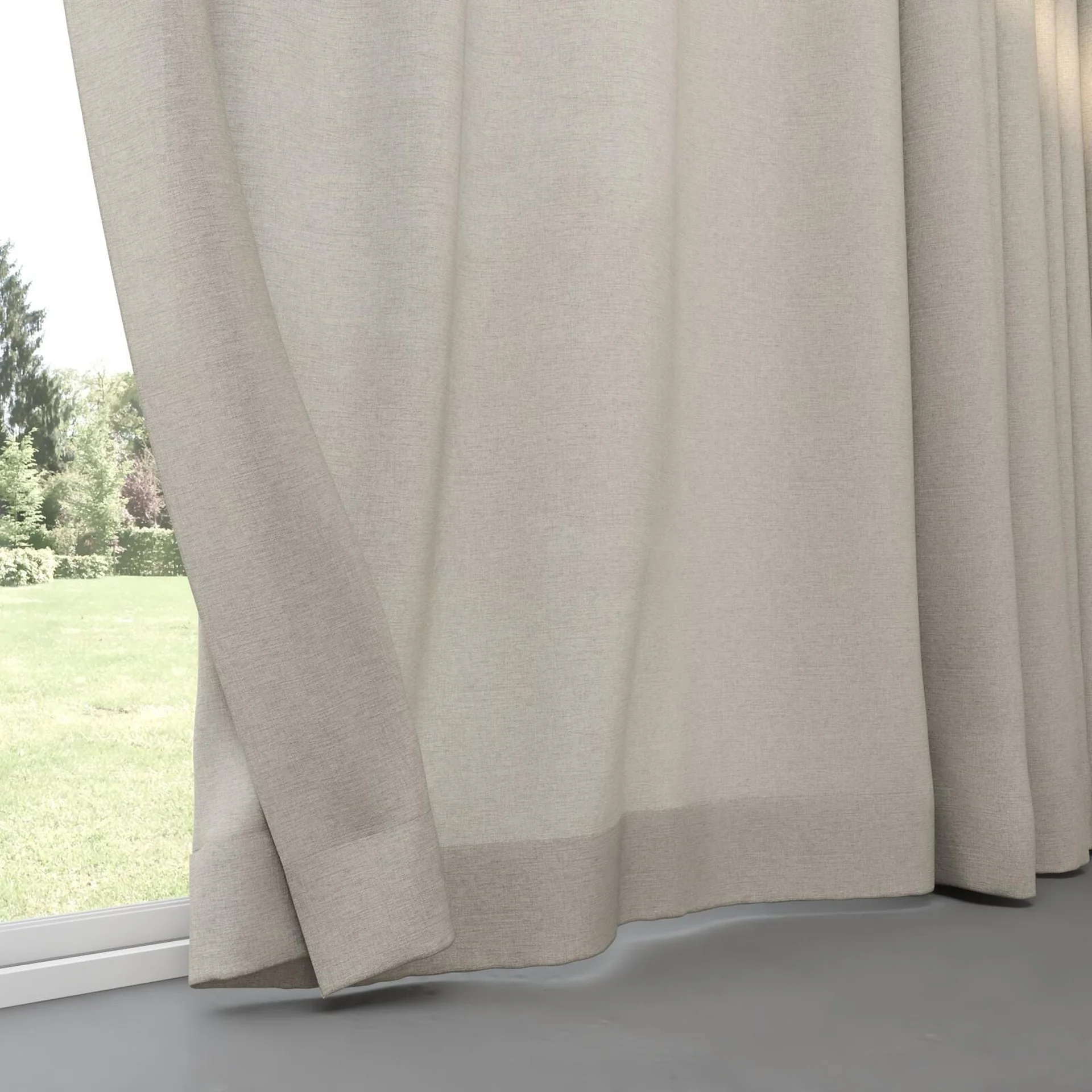Bottom view of Envoy 2 Oatmeal 320cm, pinch pleat