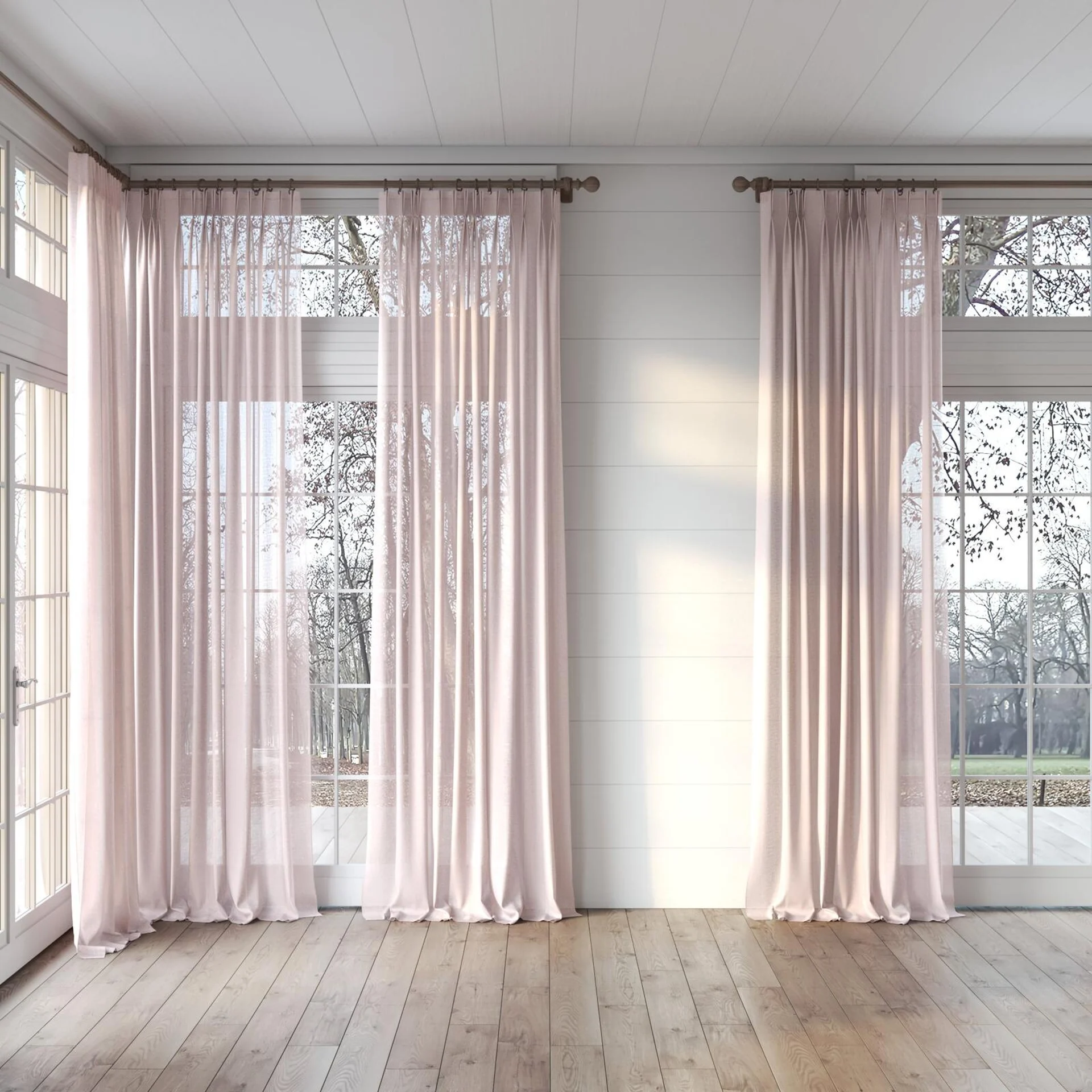 Full view of Focus Boudoir, puddled, on curtain rod