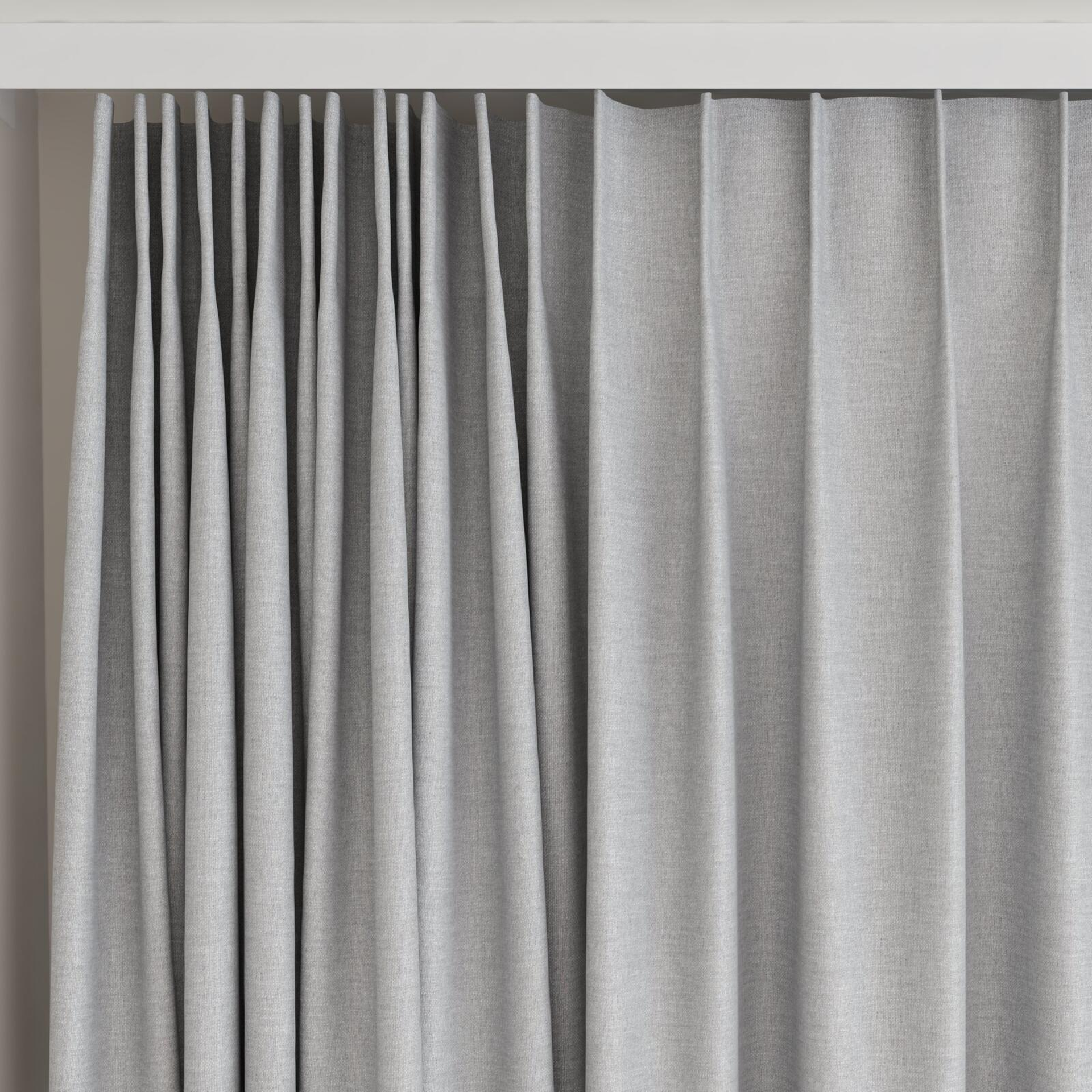 Top view of Casual Misty, on curtain rail
