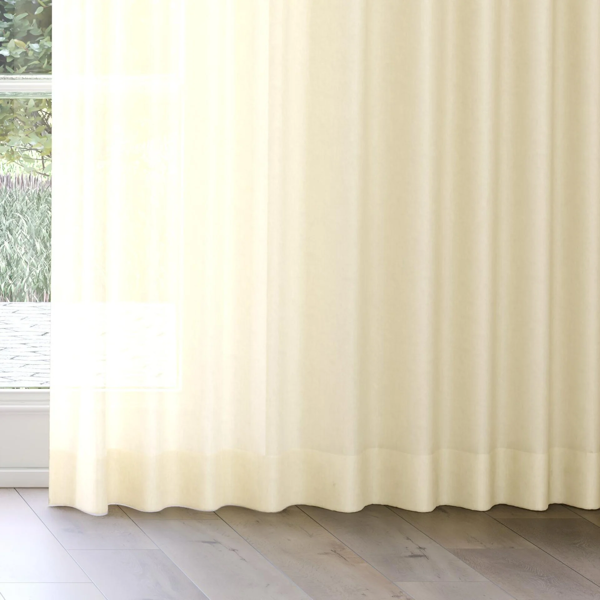 Bottom view of Flo II Straw, on curtain rail