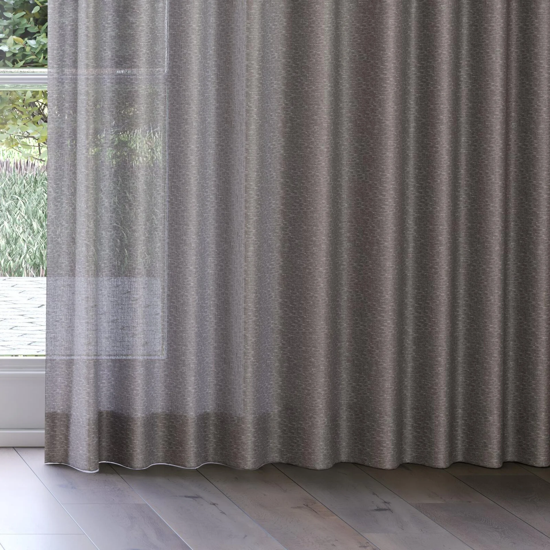Bottom view of Sensation Wood, on curtain rail