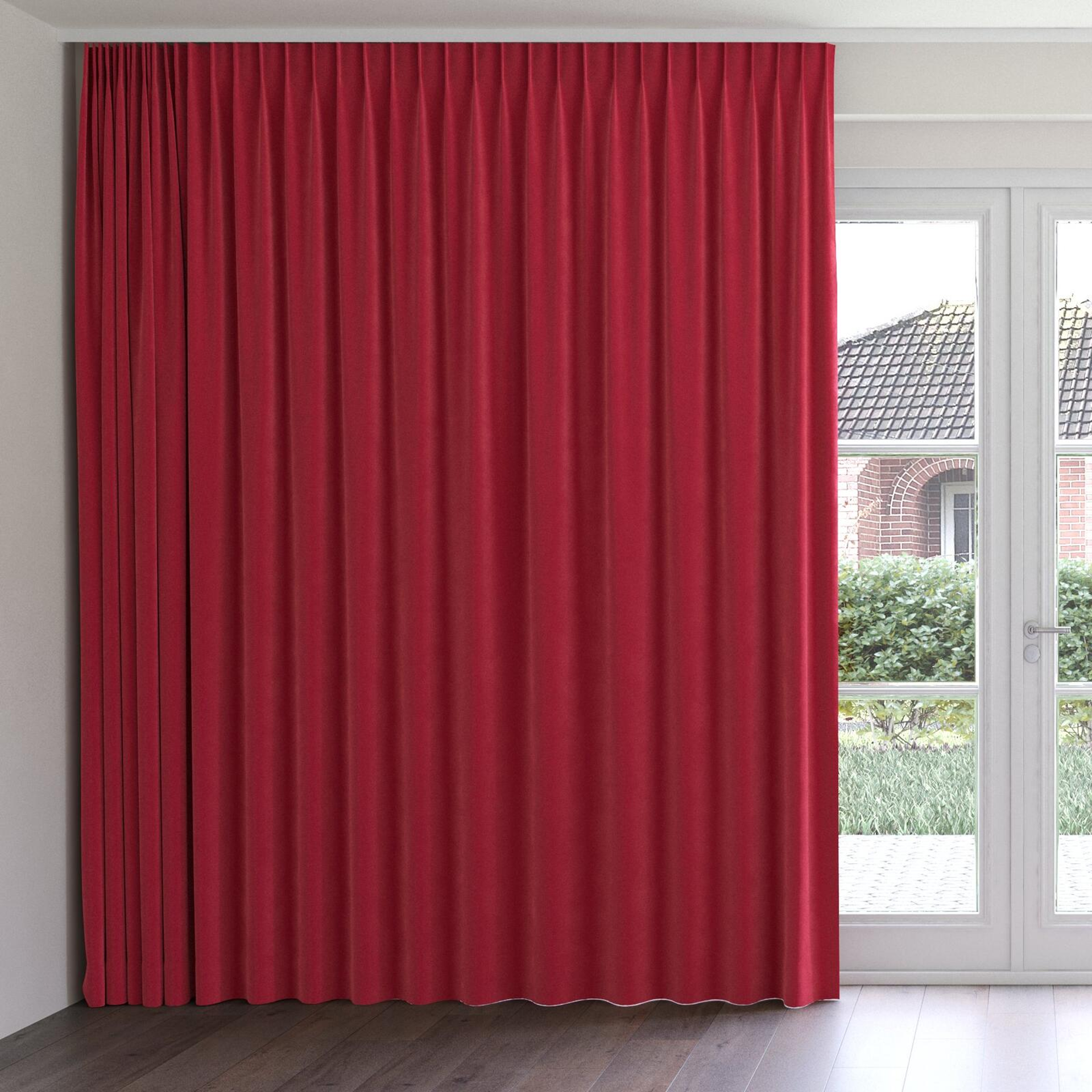 Front view of Moon Cherry, on curtain rail