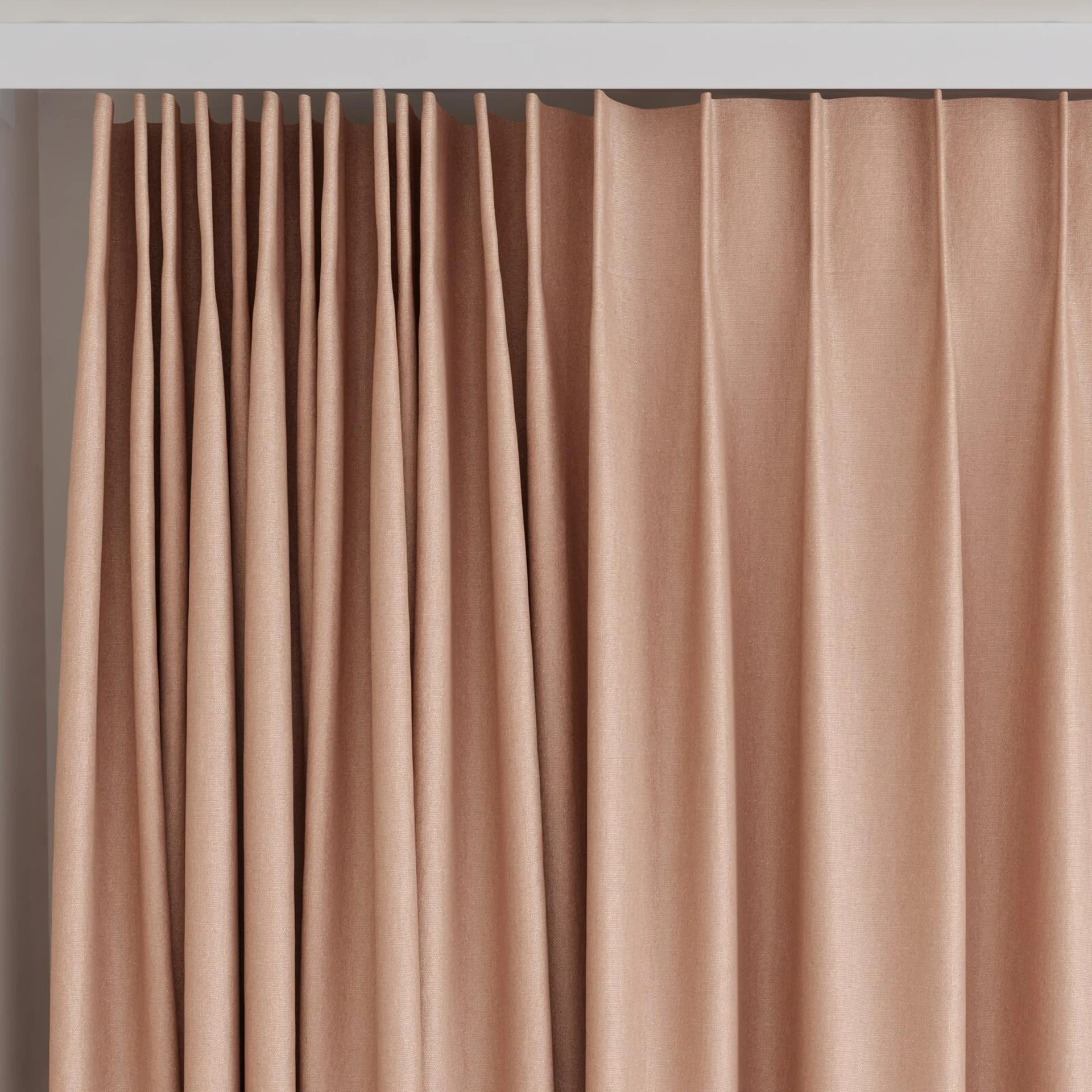 Top view of Eternal Blush, on curtain rail