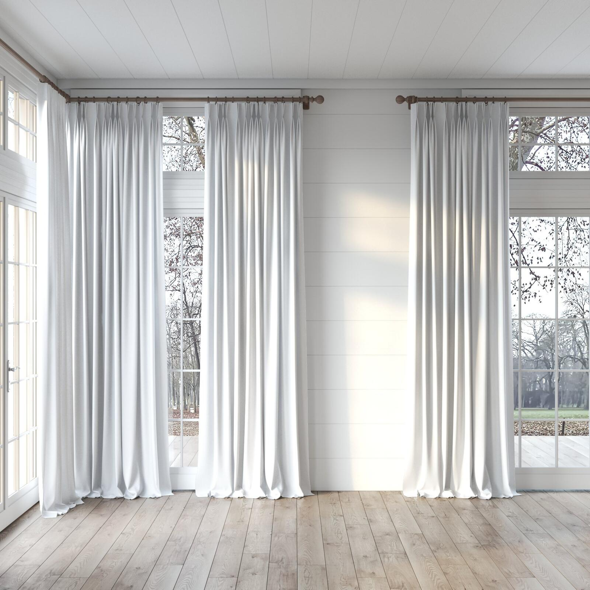 Full view of Tasman UC Paper, puddled, on curtain rod