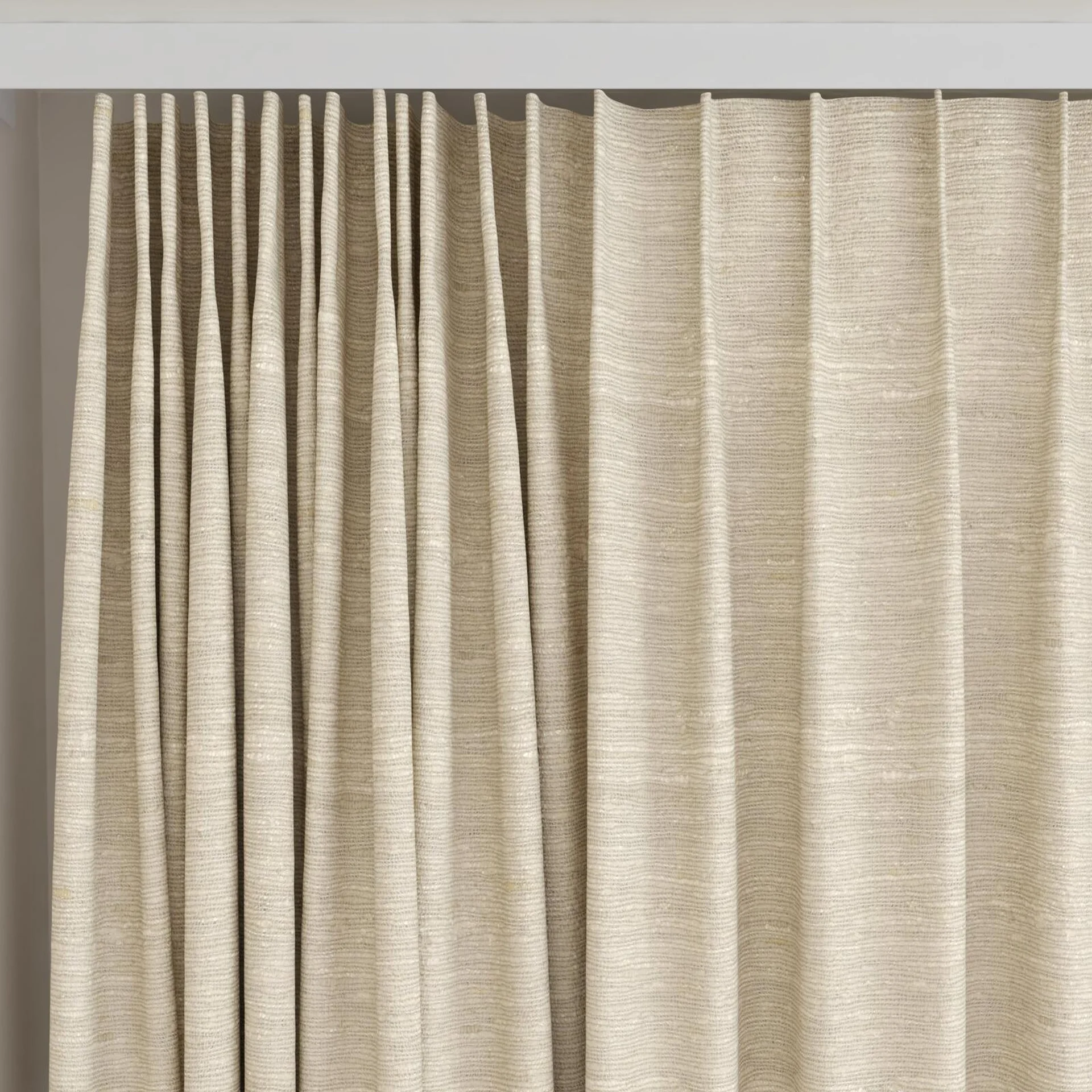 Top view of Tennessee Tussah Gold, on curtain rail