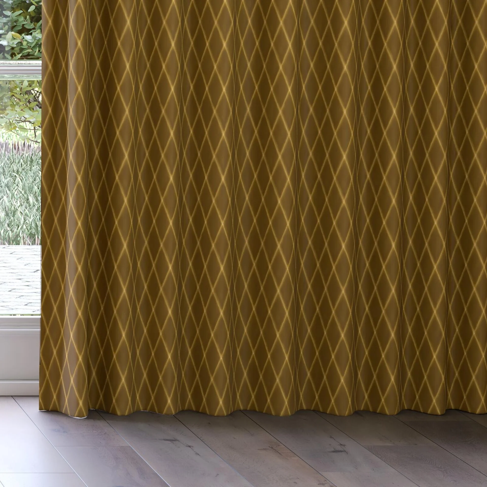 Bottom view of Pantheon Gold, on curtain rail