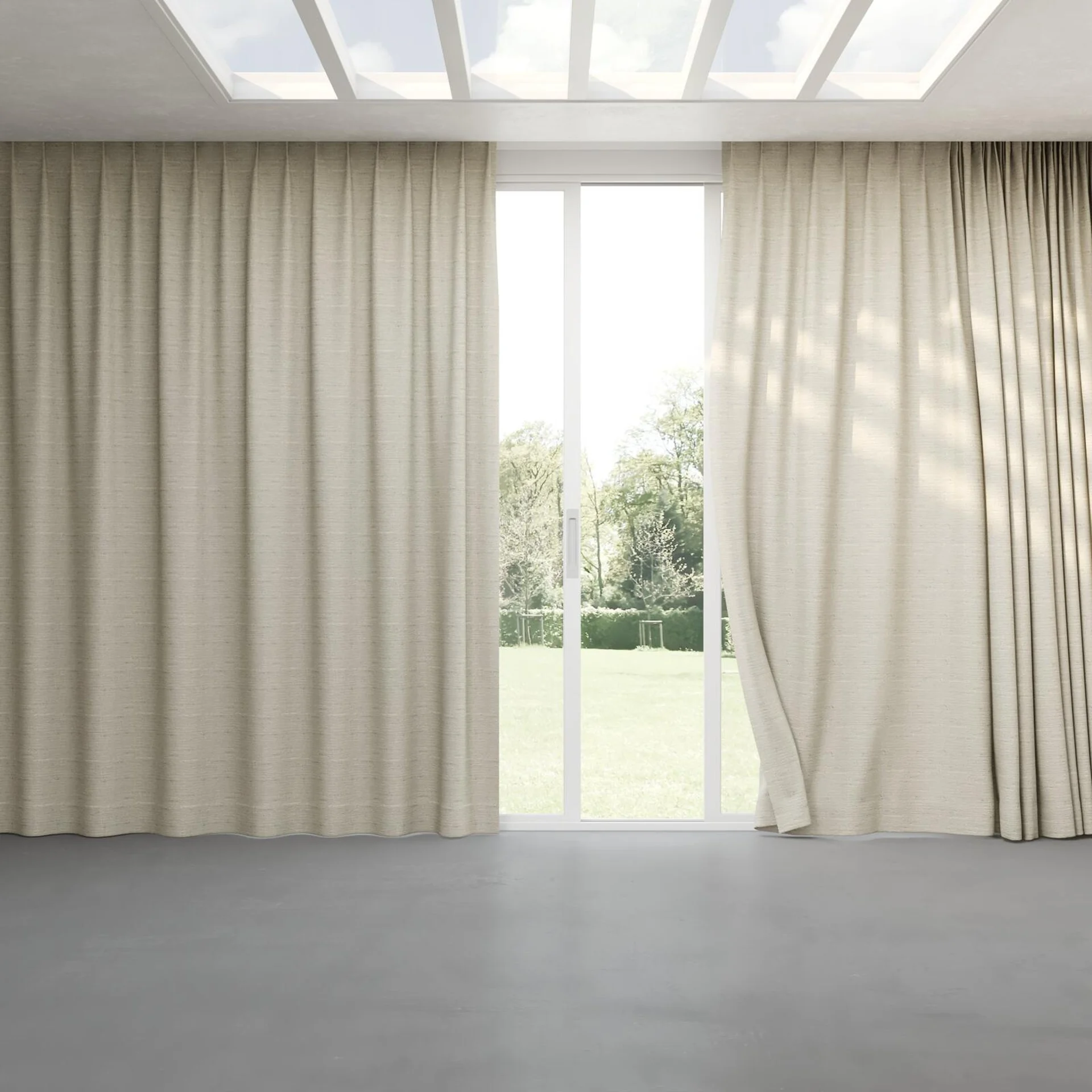 Full view of Tennessee Tussah Hopsack, pinch pleat