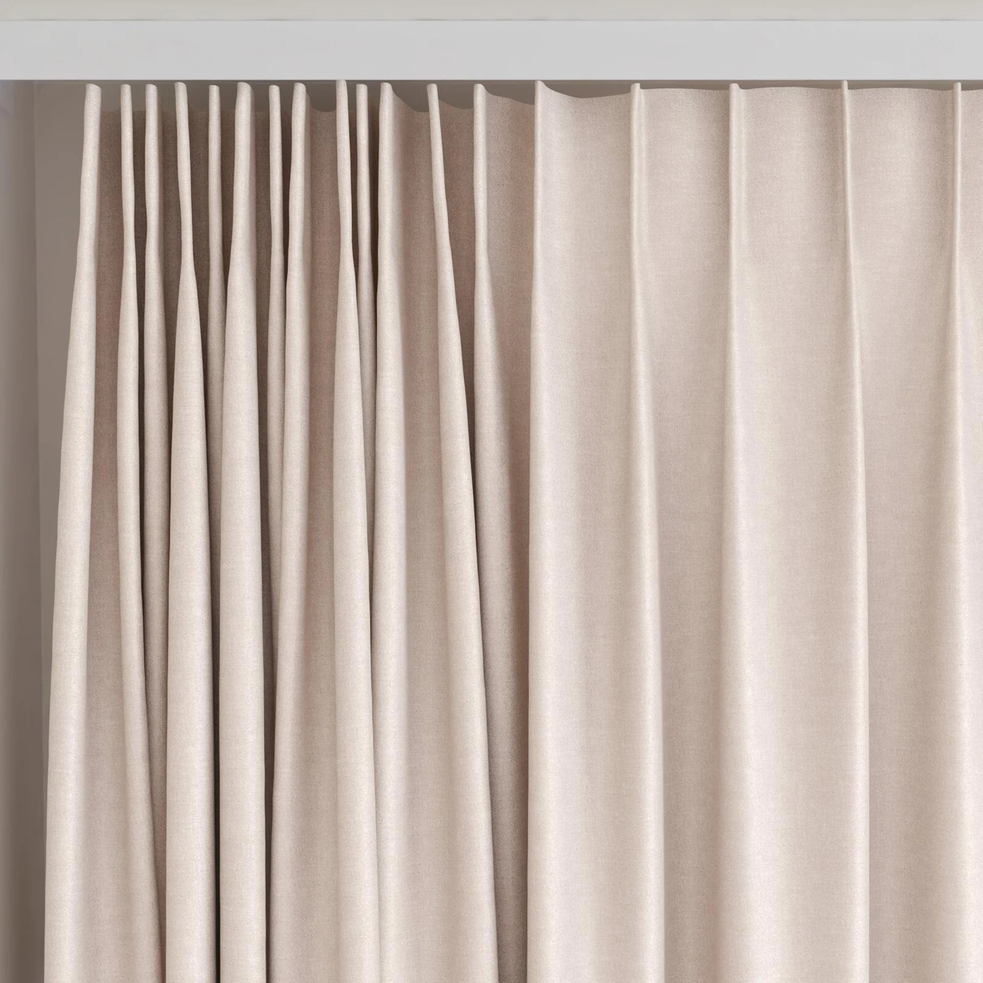 Top view of Eclipse Blackout Blush, on curtain rail