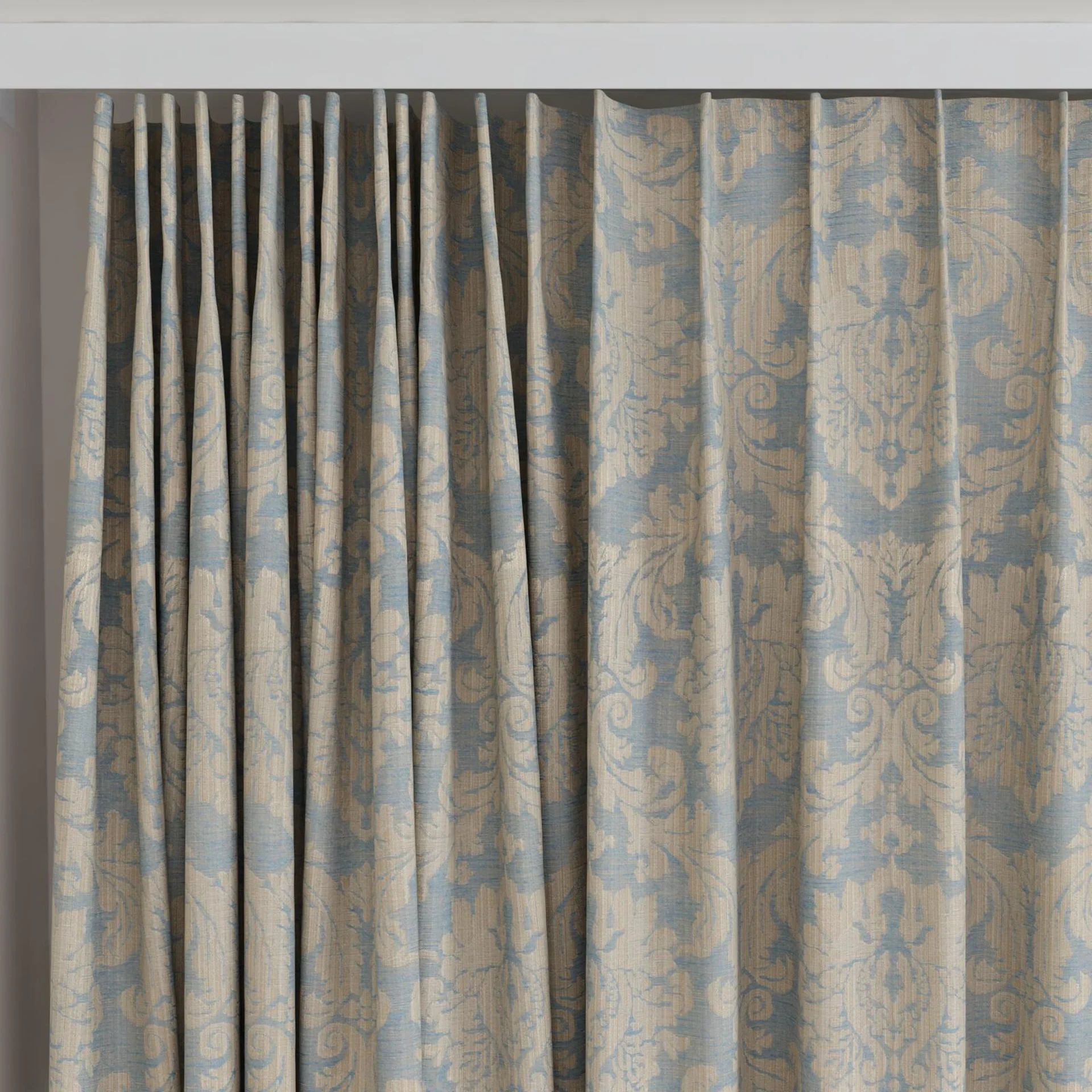 Top view of Damian Sky, on curtain rail