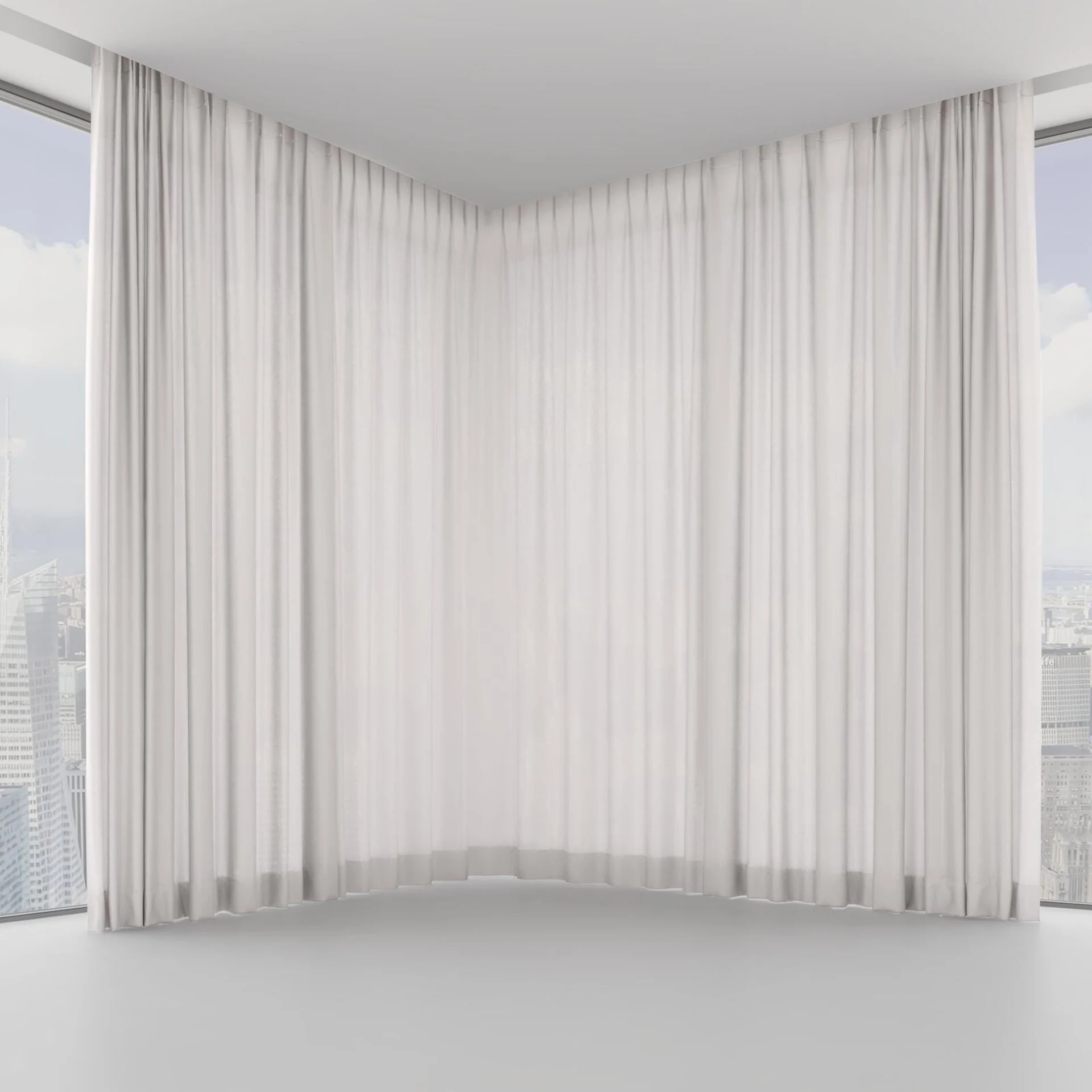 Front view of Linen Awash, on hidden rail