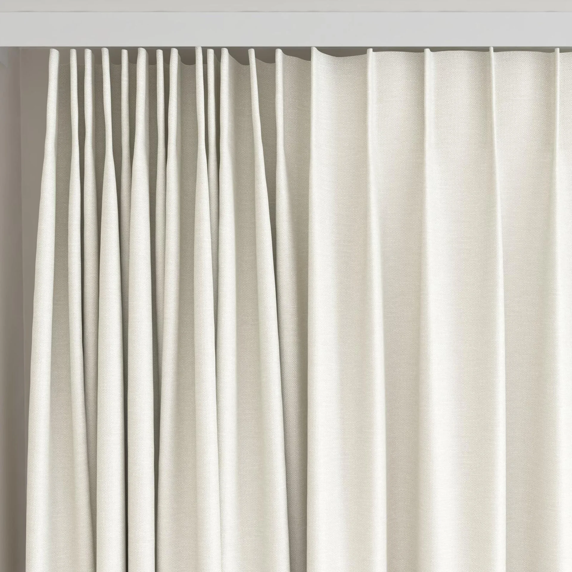 Top view of Colourwash Eco Champagne, on curtain rail