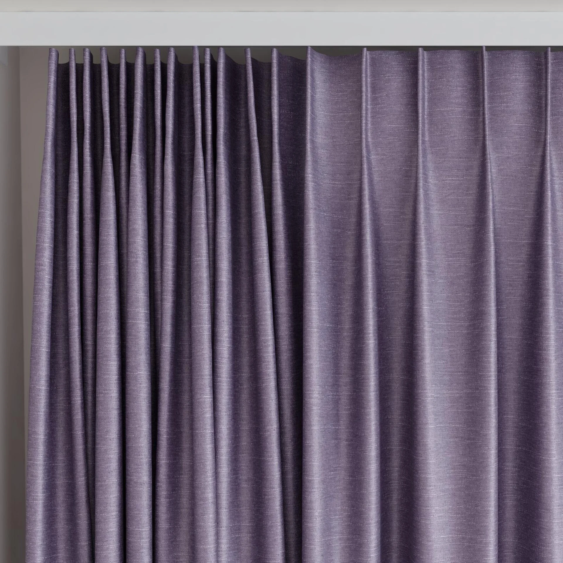 Top view of Provence Iris, on curtain rail