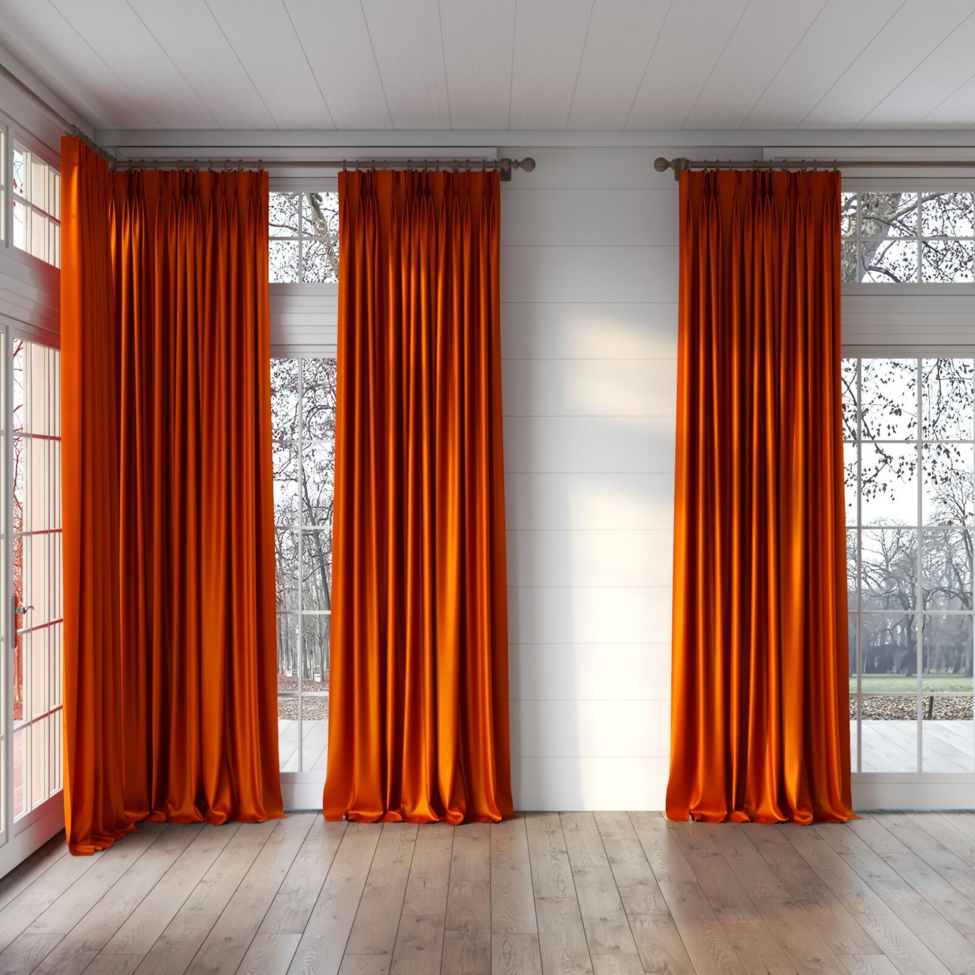 Full view of Mont Blanc Spice, puddled, on curtain rod