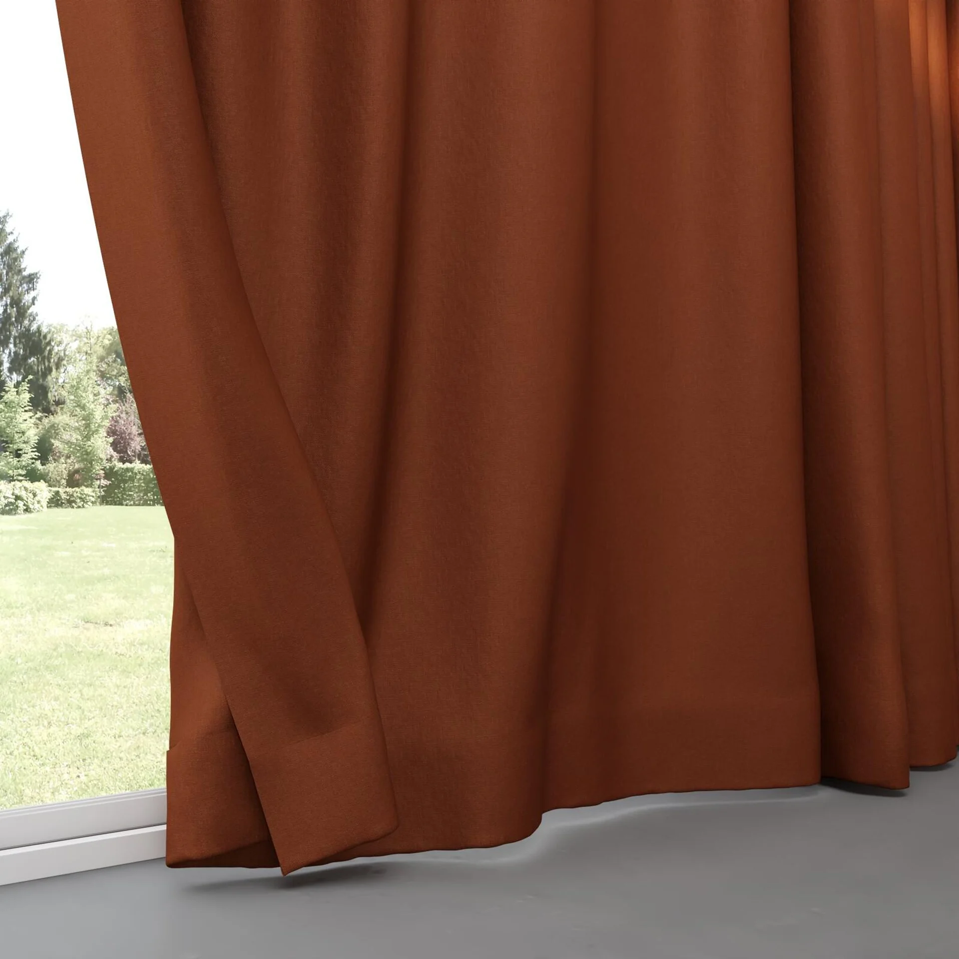 Bottom view of Eternal Paprika, pinch pleat