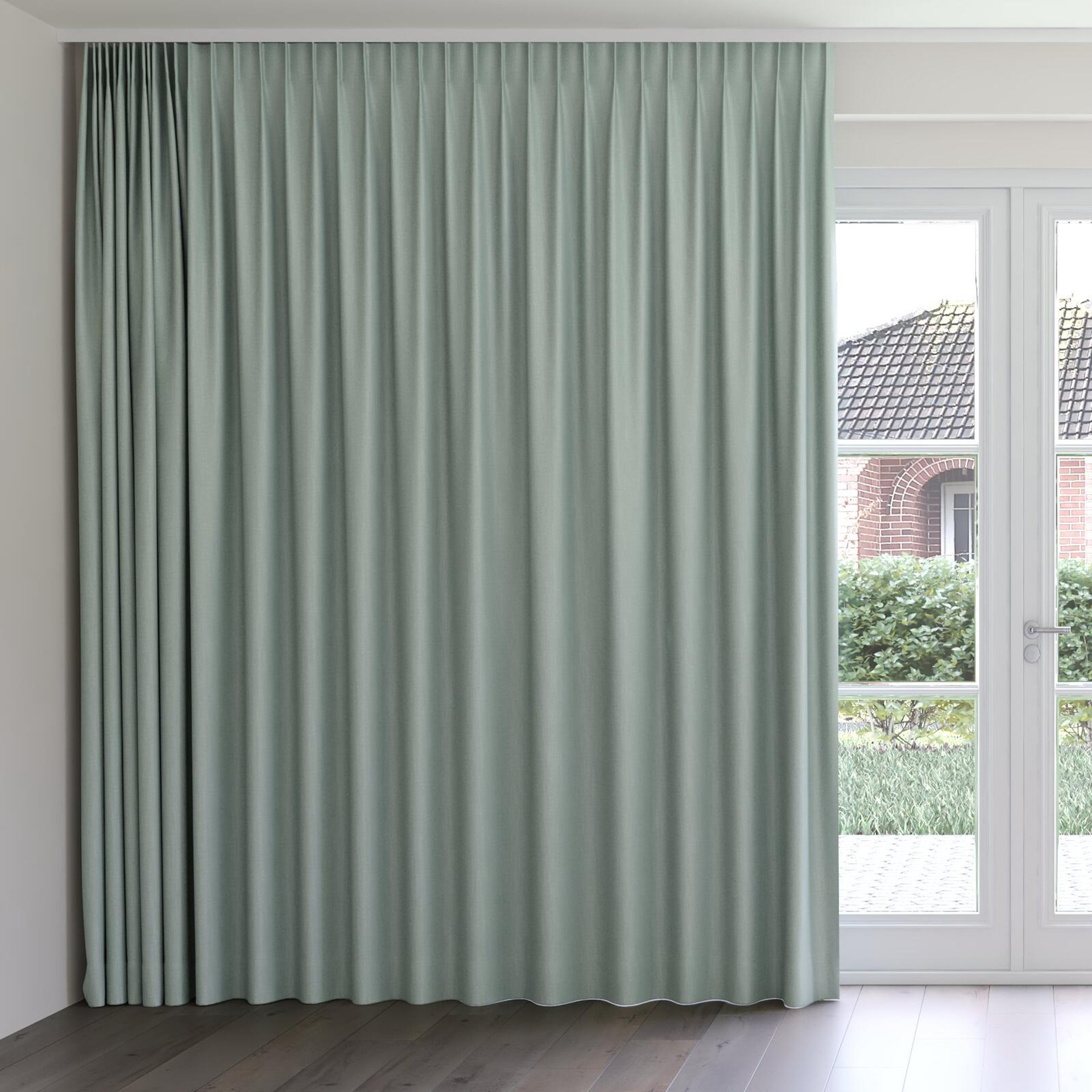 Front view of Re-New Jade, on curtain rail