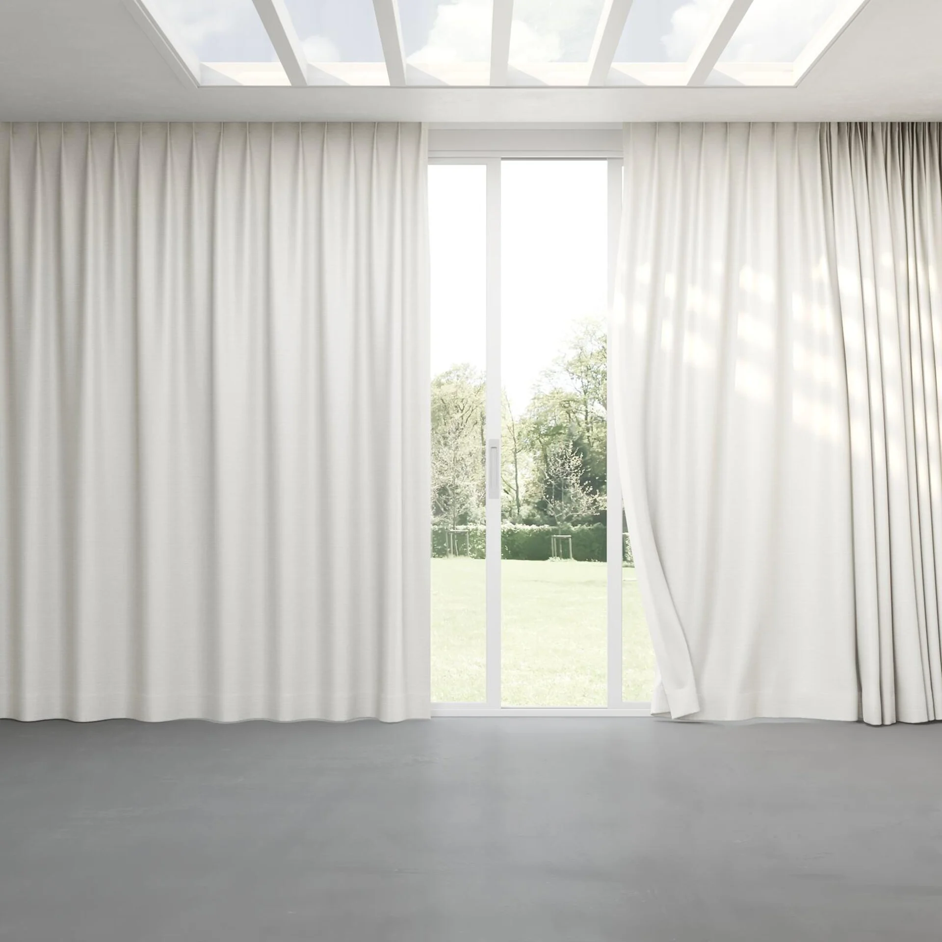Full view of Silky Diamond, pinch pleat