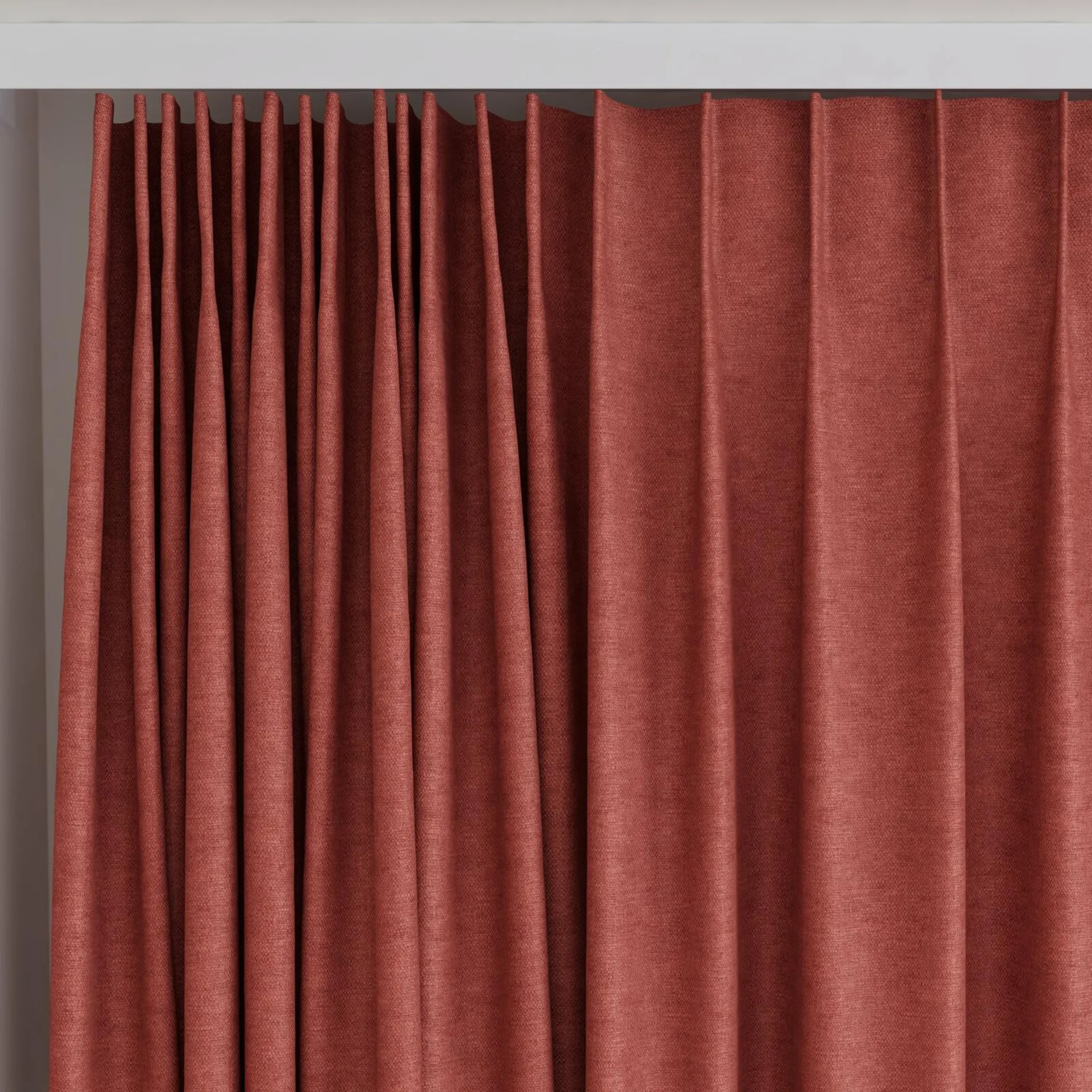 Top view of Colourwash Auburn, on curtain rail