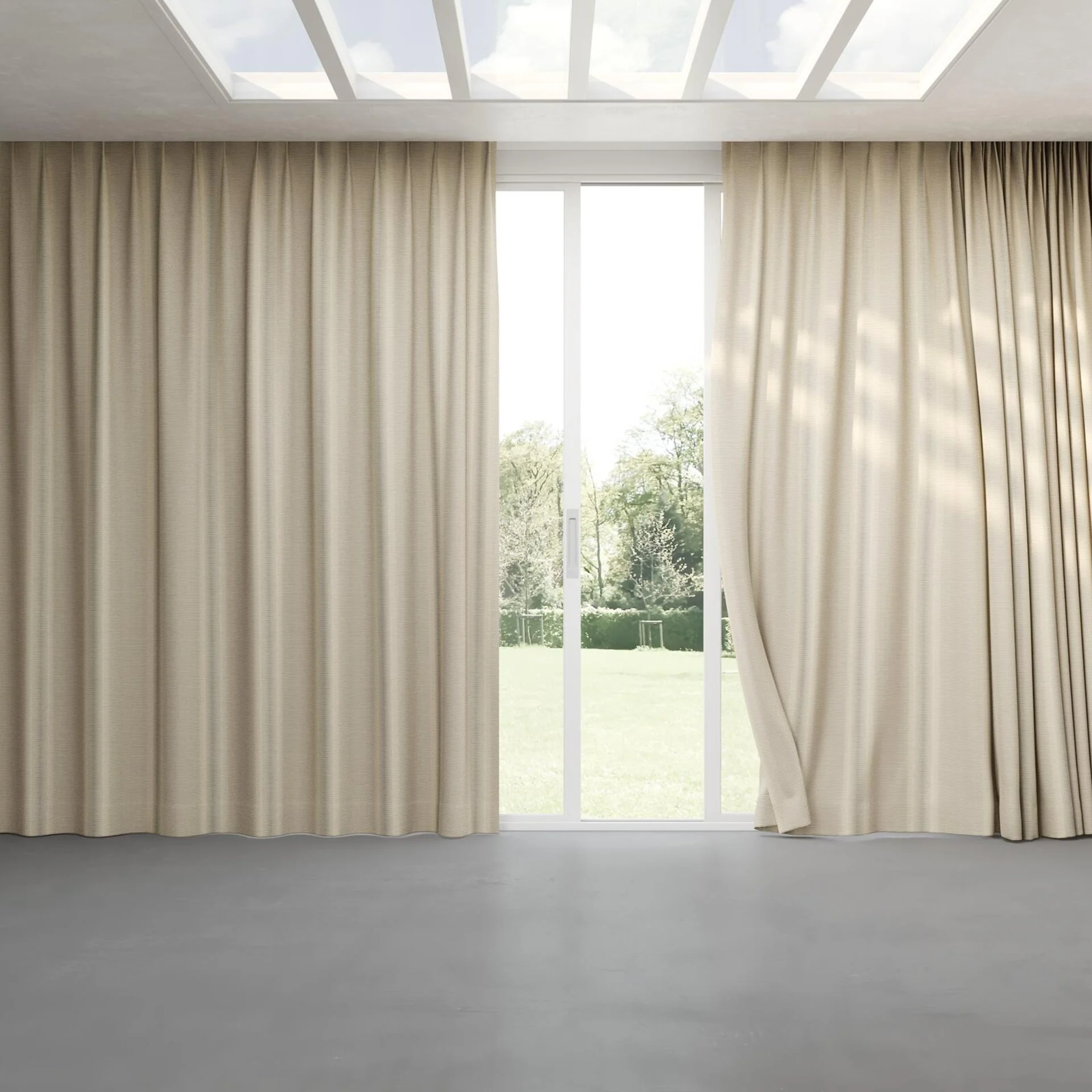 Full view of Jacopo Stripe Sesame, pinch pleat
