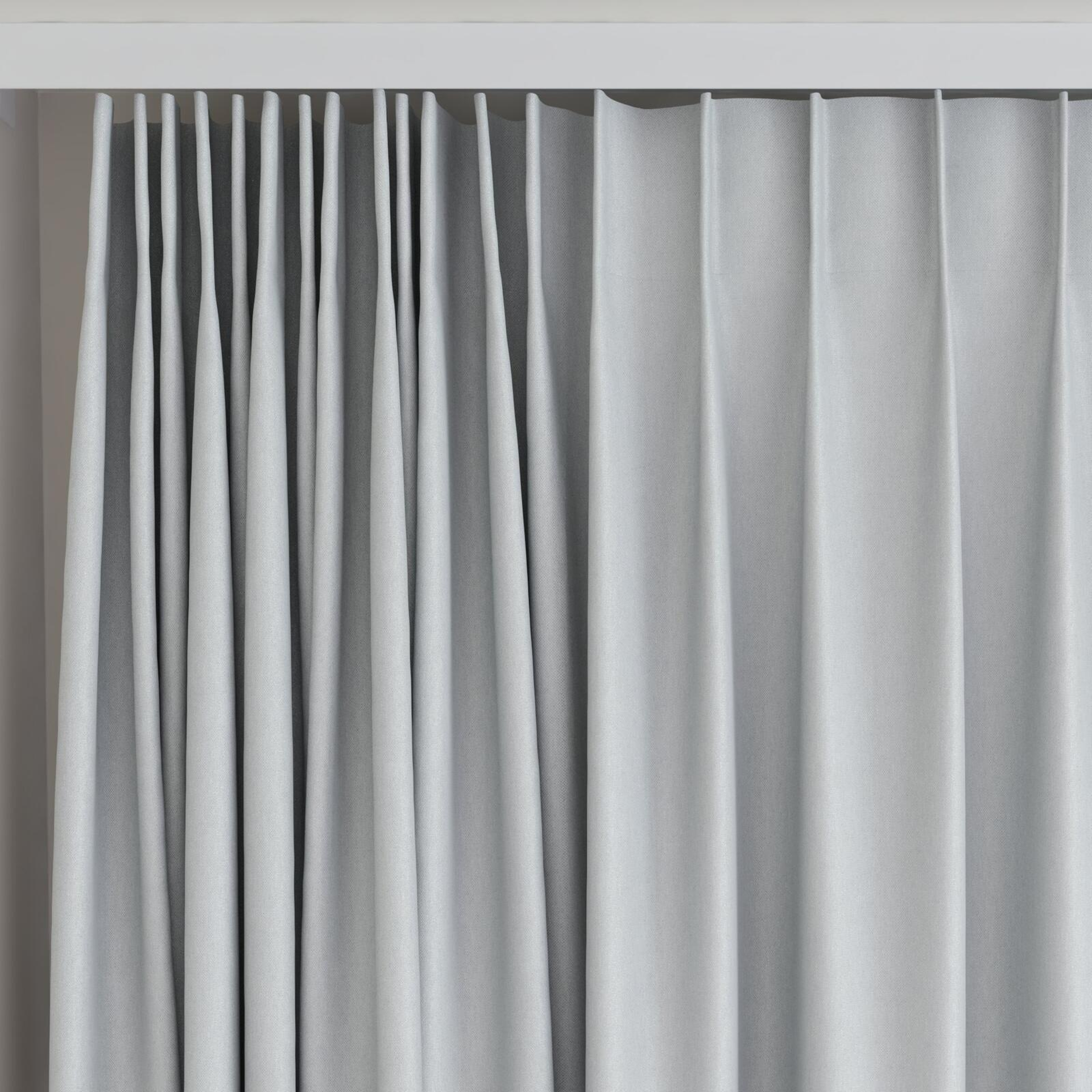 Top view of Woolskin Fog, on curtain rail