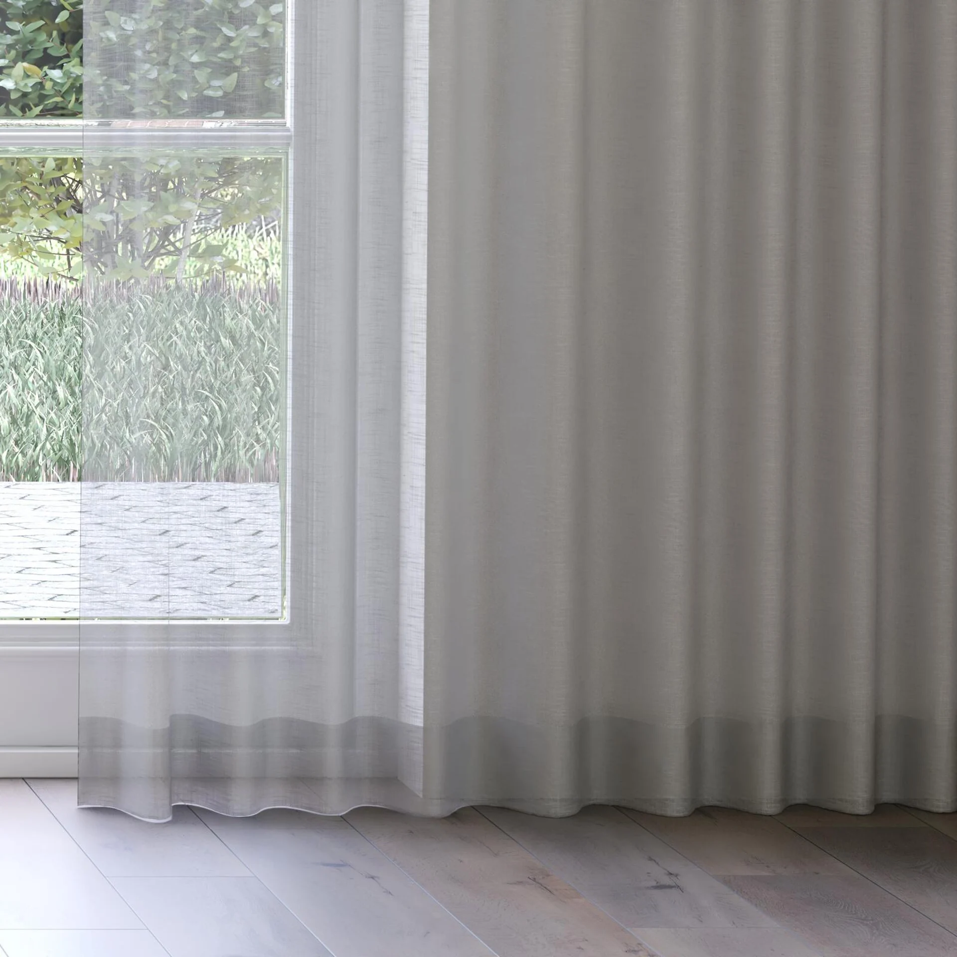 Bottom view of Kumo Recycled Stone, on curtain rail