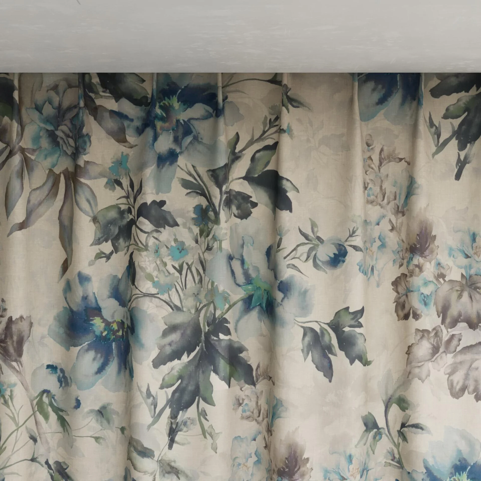 Top view of Leila Indigo, pinch pleat