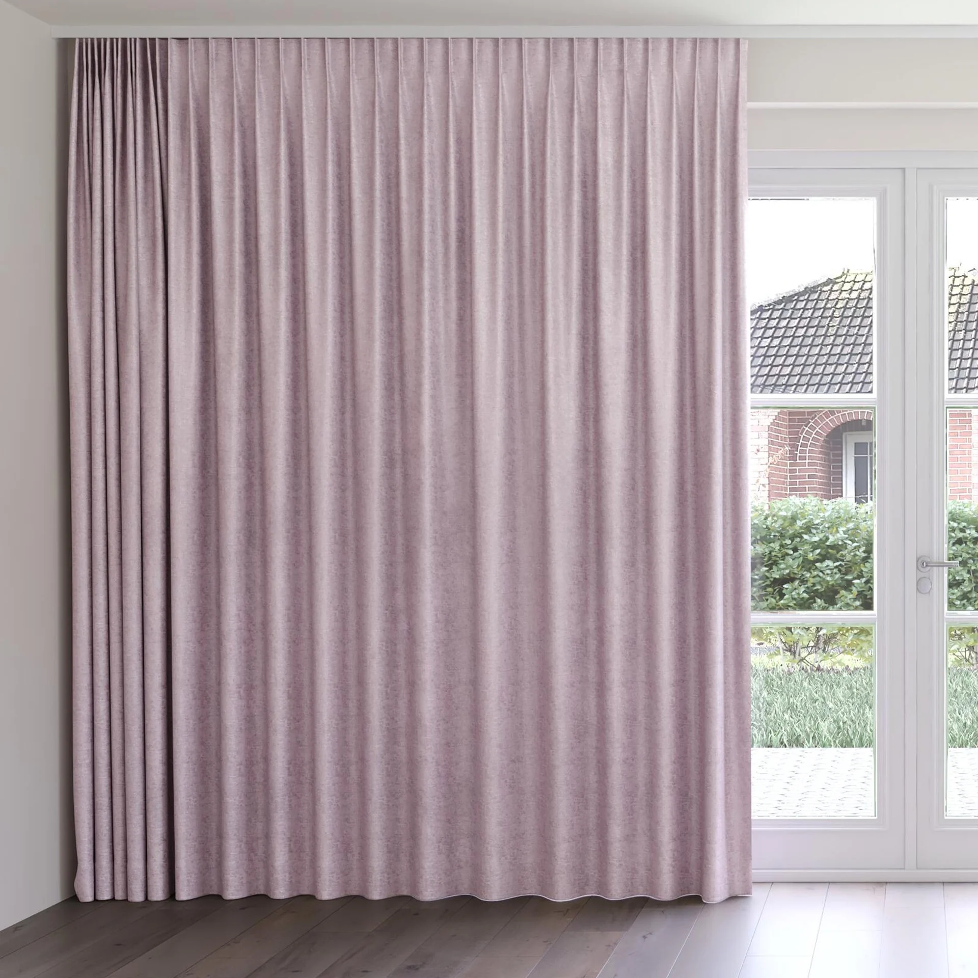 Front view of Hug Orchid, on curtain rail
