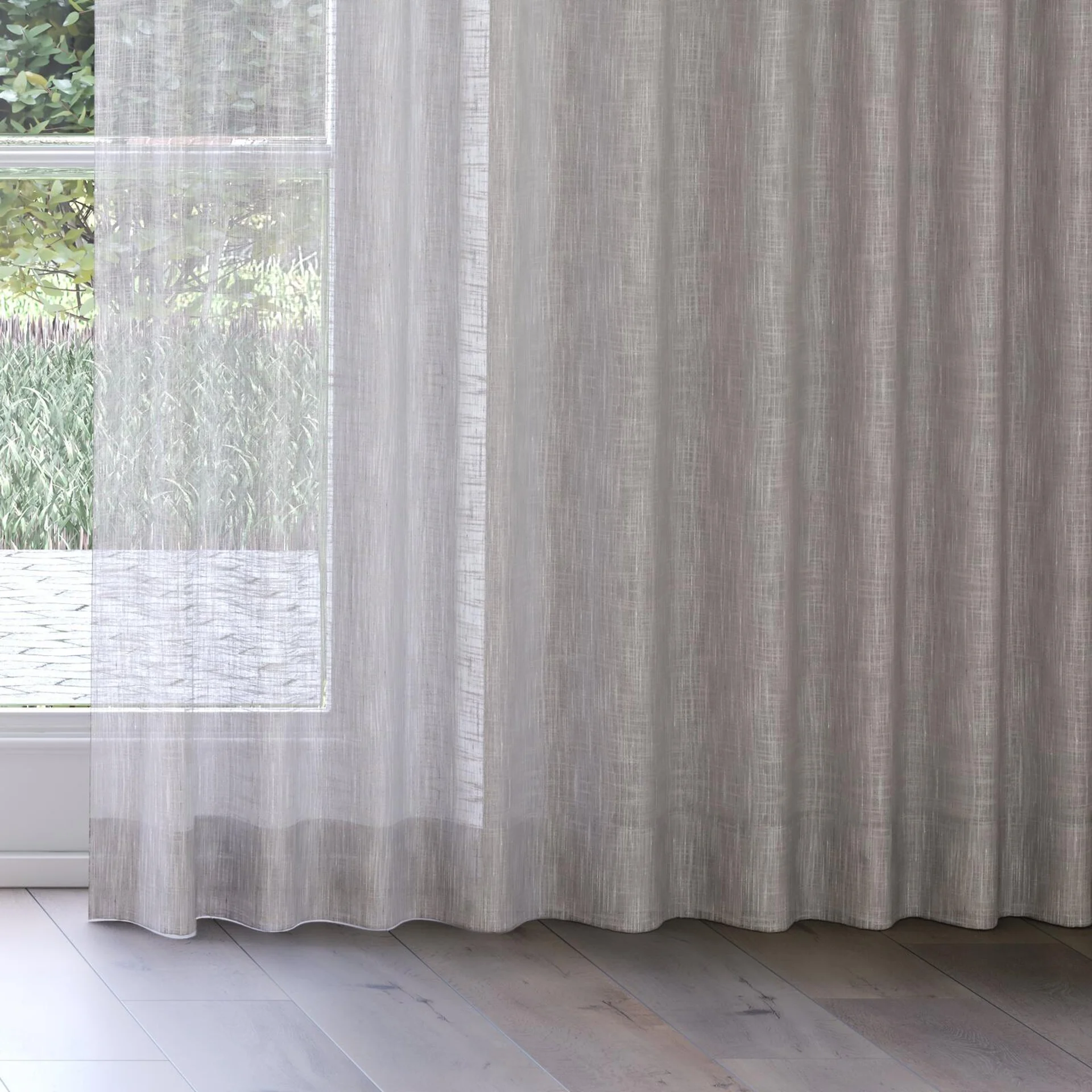 Bottom view of Zip Smoke, on curtain rail