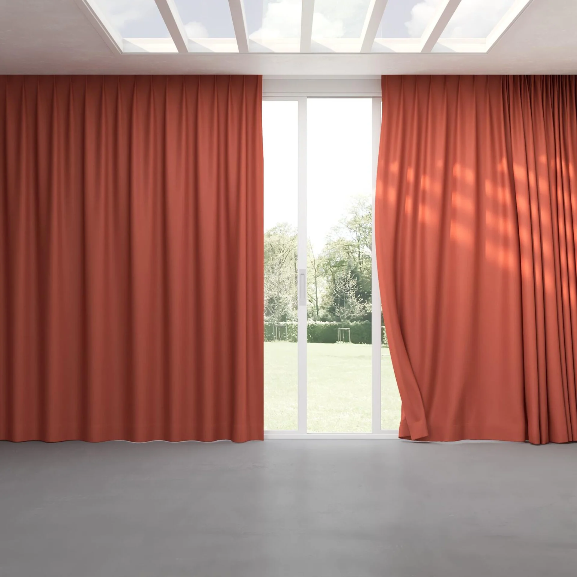 Full view of Colourwash Eco Chili, pinch pleat