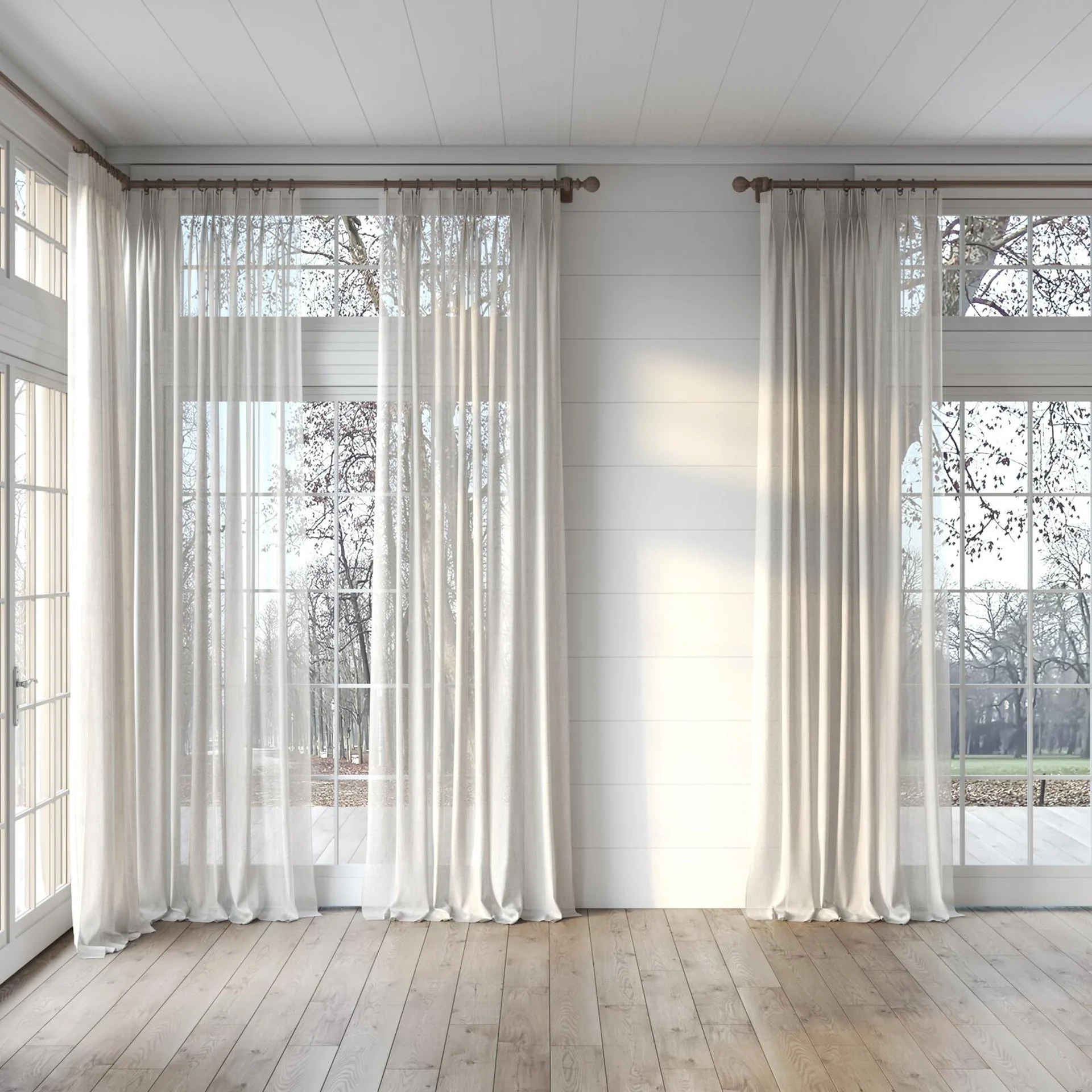 Full view of Mayfair Dust, puddled, on curtain rod
