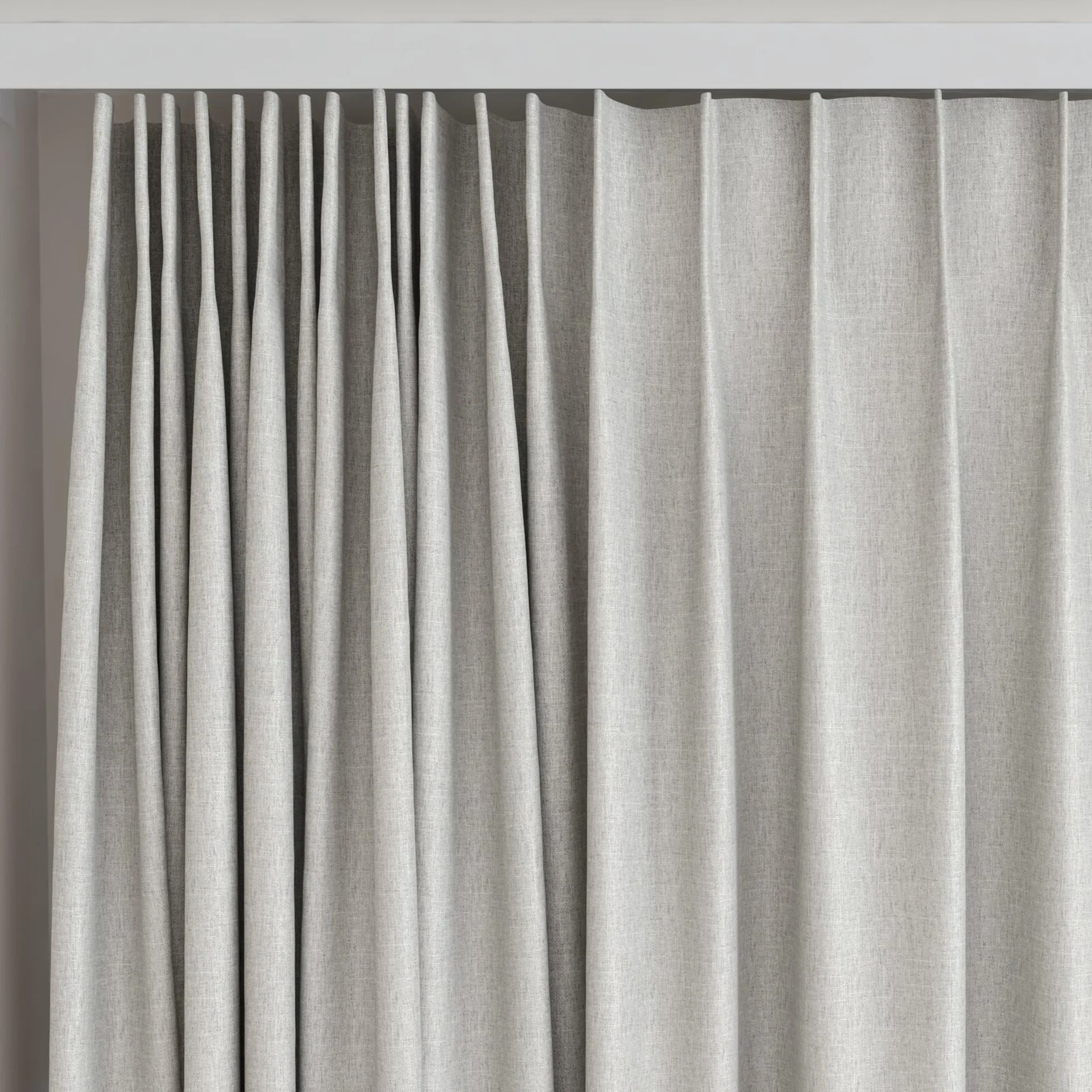 Top view of Stonewall Blackout Haze, on curtain rail