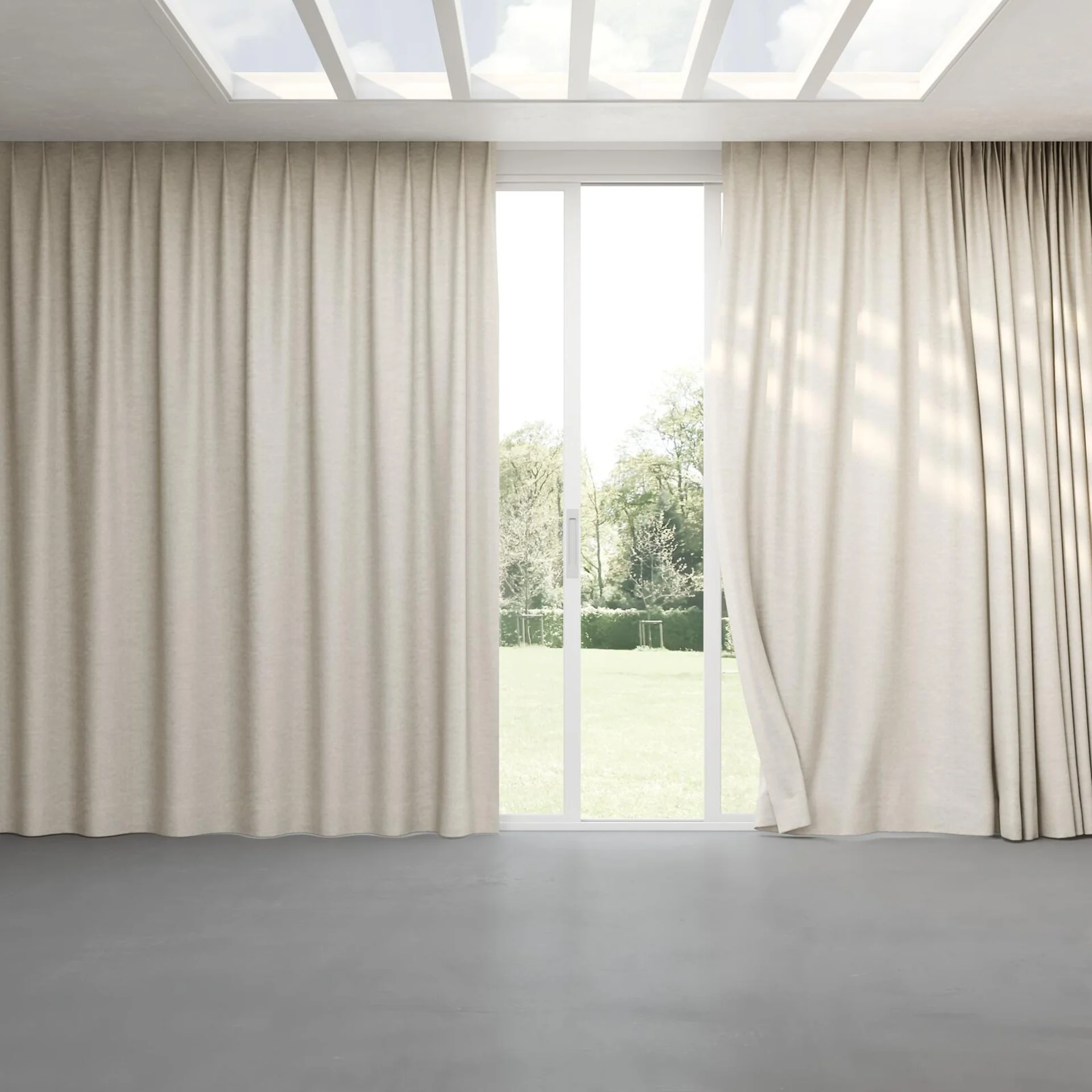 Full view of Colourwash Sesame, pinch pleat
