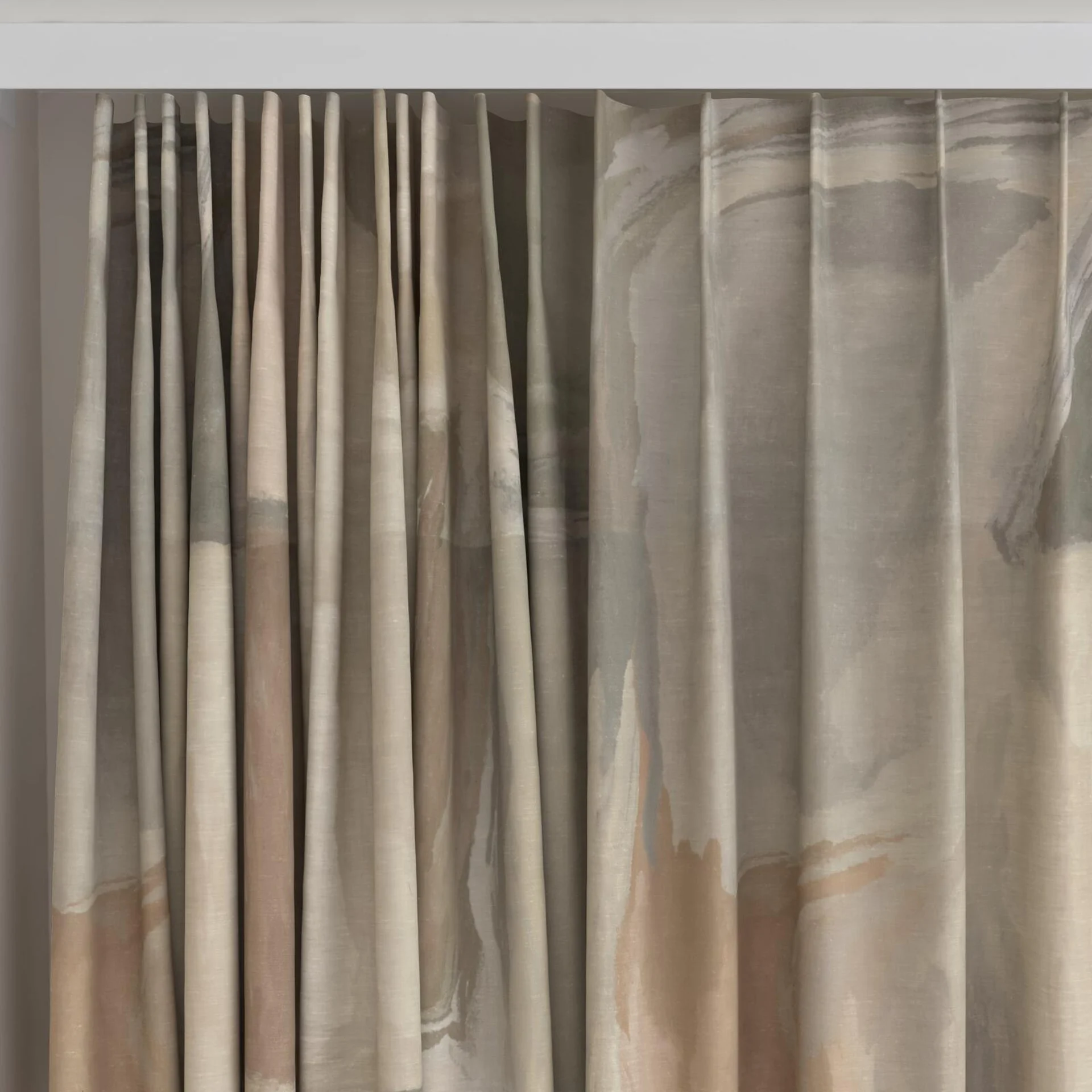 Top view of Colour Field Mineral, on curtain rail