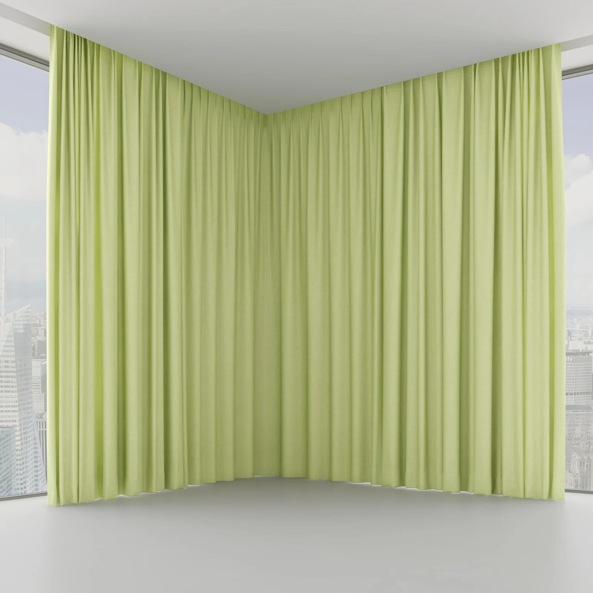 Front view of Cushy Lime, on hidden rail