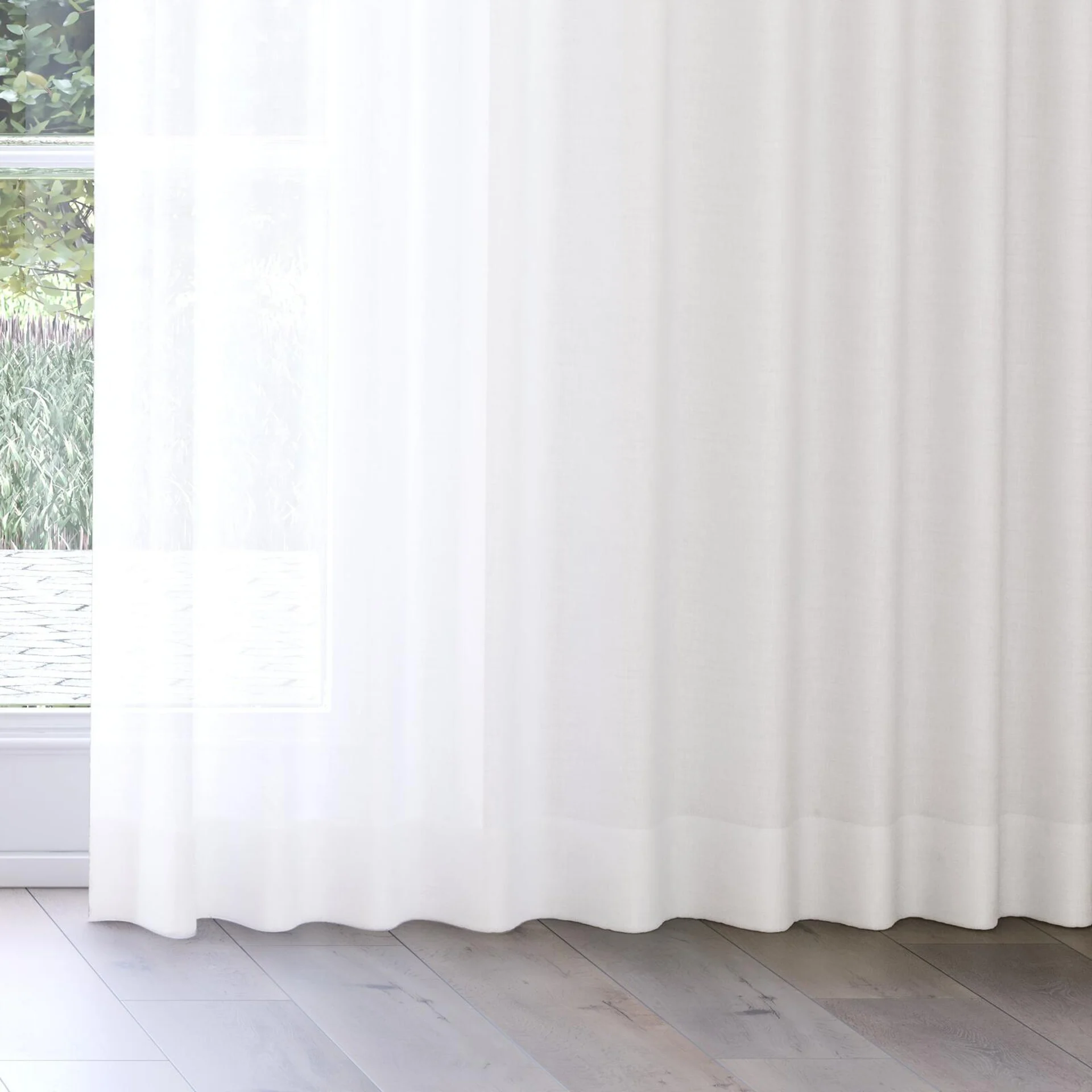 Bottom view of Balance Silk, on curtain rail
