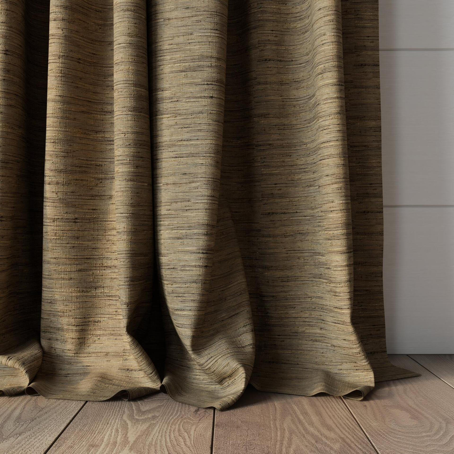 Bottom view of Venus Dune, puddled, on curtain rod