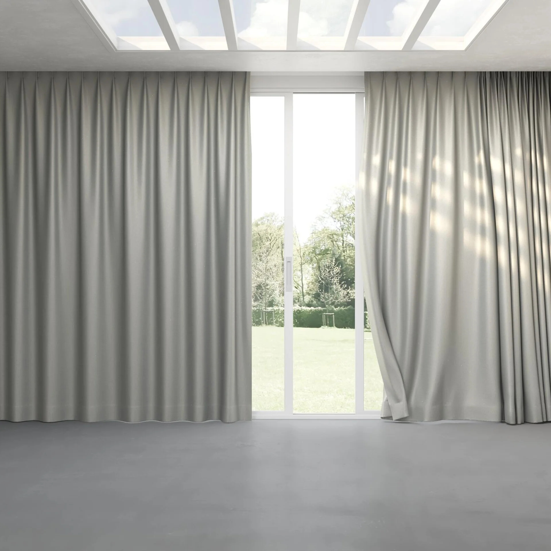 Full view of Kennedy II Blackout Stone, pinch pleat