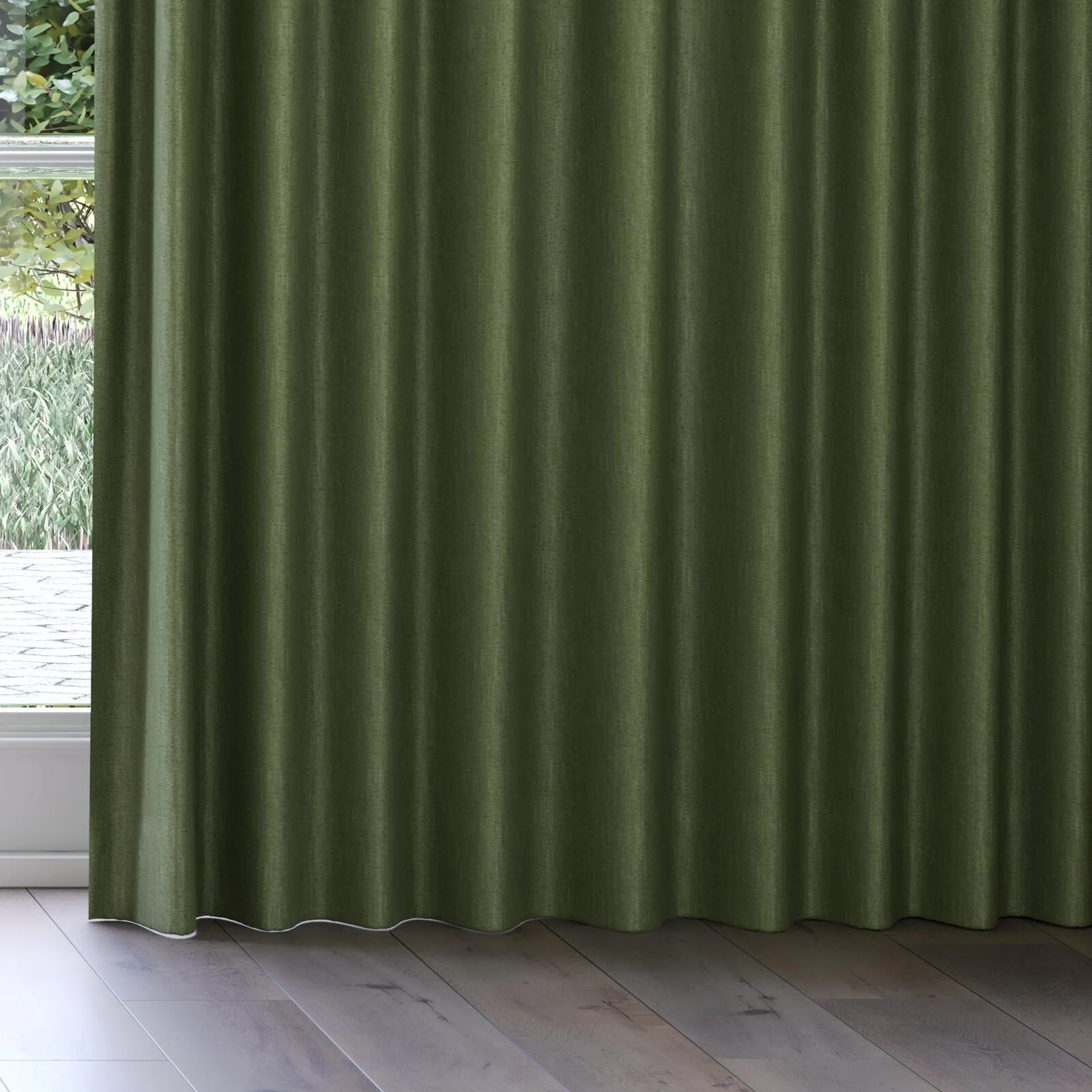 Bottom view of Bronco Basil, on curtain rail
