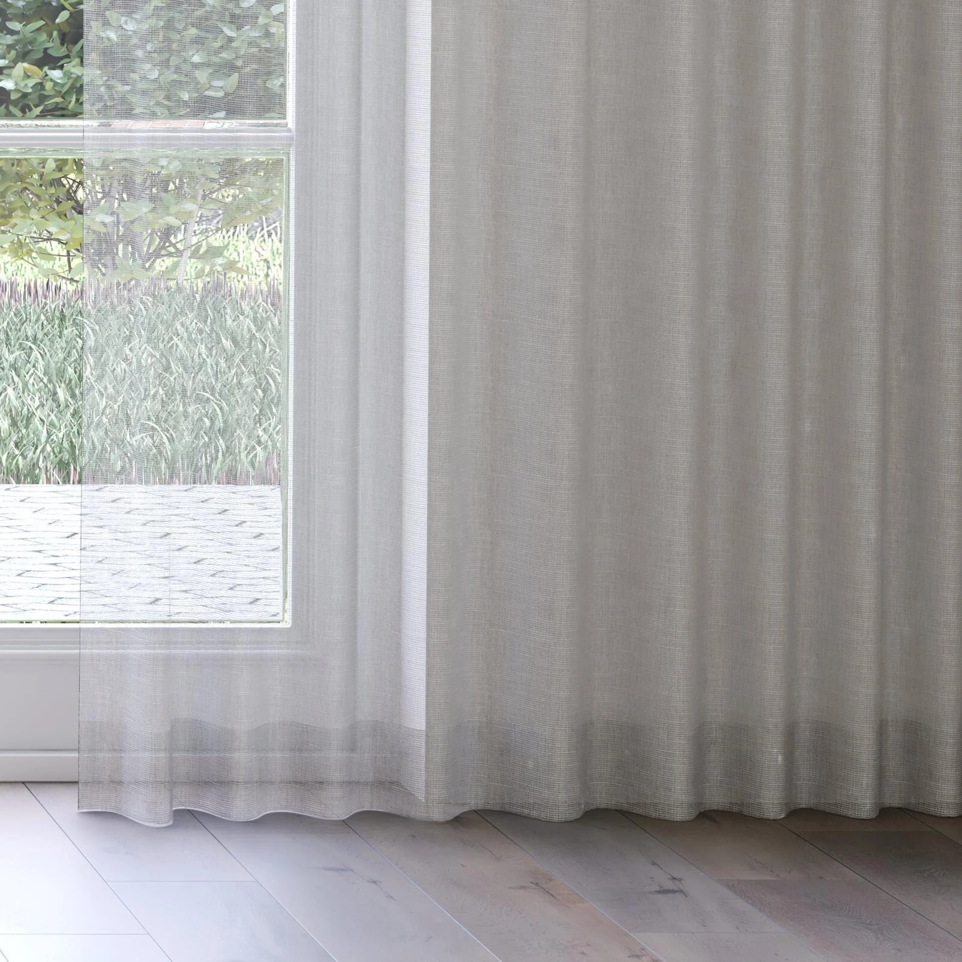 Bottom view of Radiant Smoke, on curtain rail