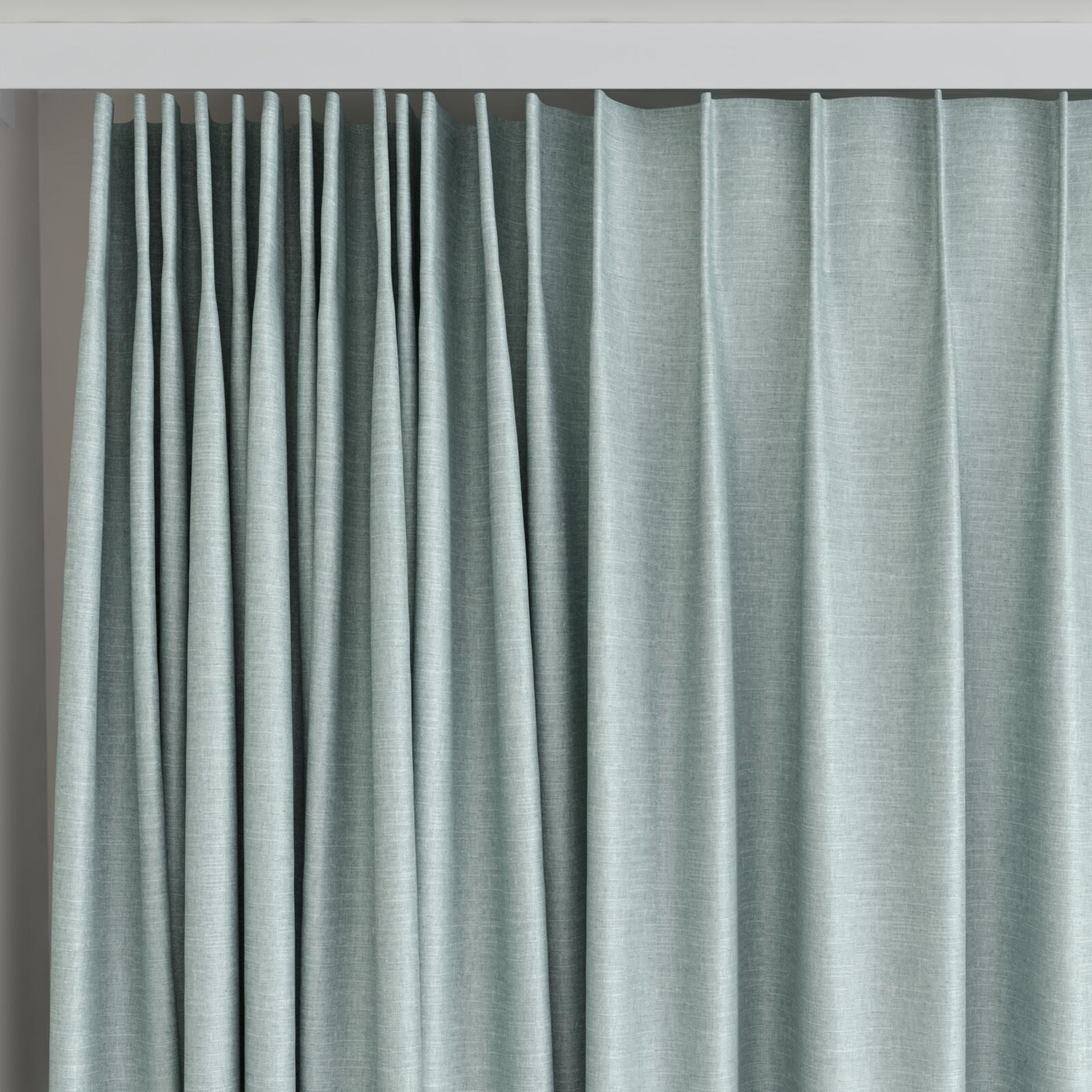 Top view of Tonto Celadon, on curtain rail