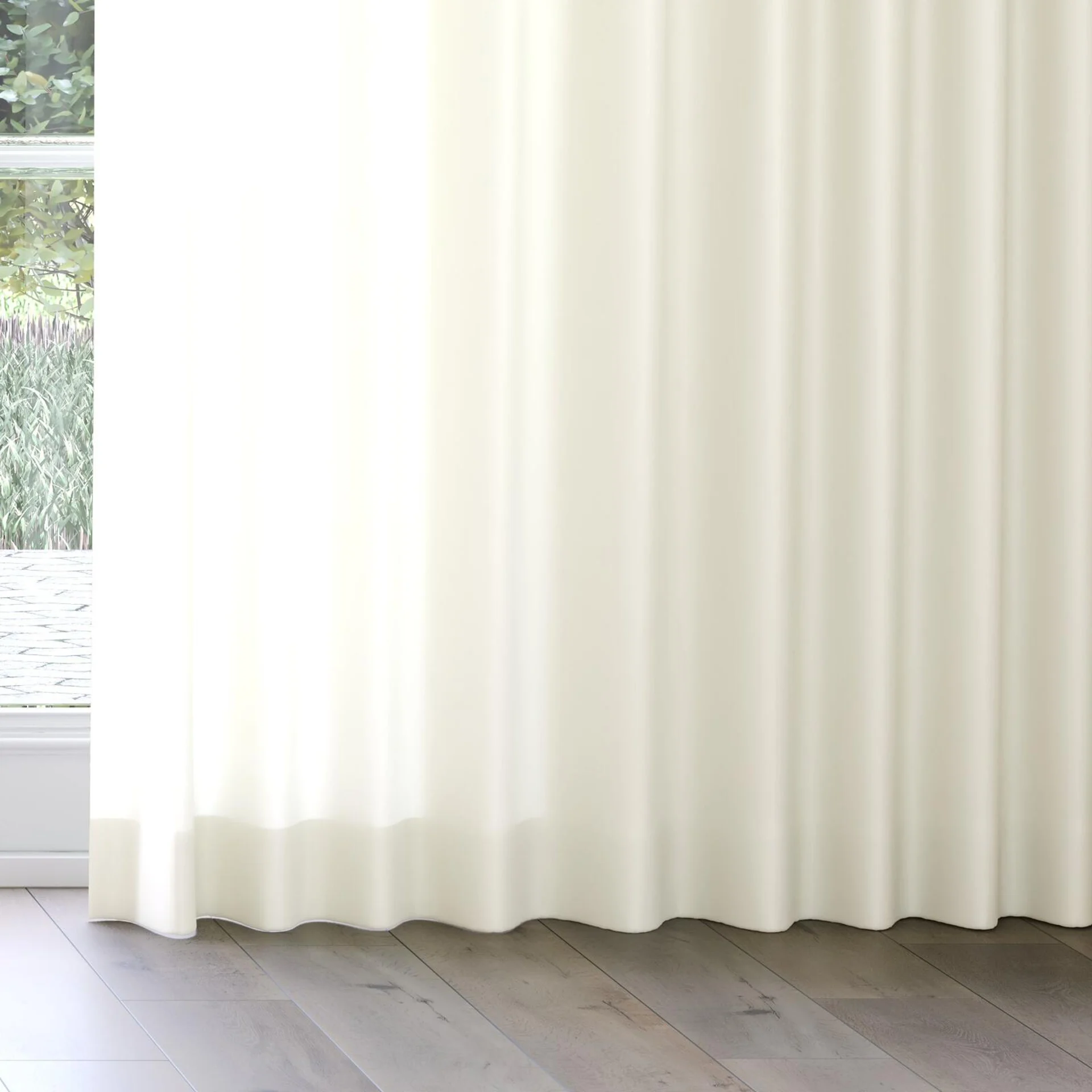 Bottom view of Optima Clay, on curtain rail