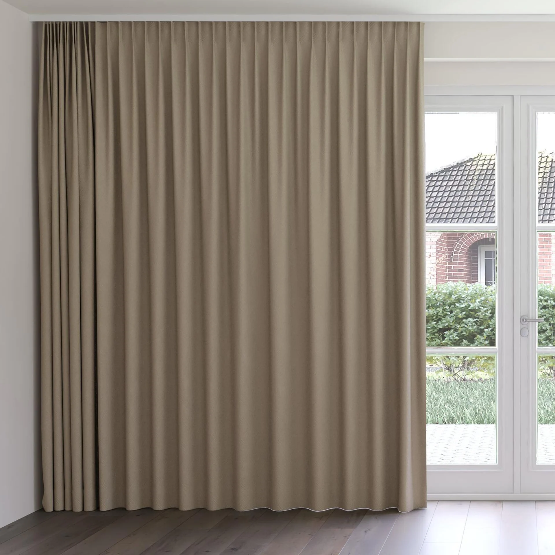 Front view of Senza Nickel, on curtain rail