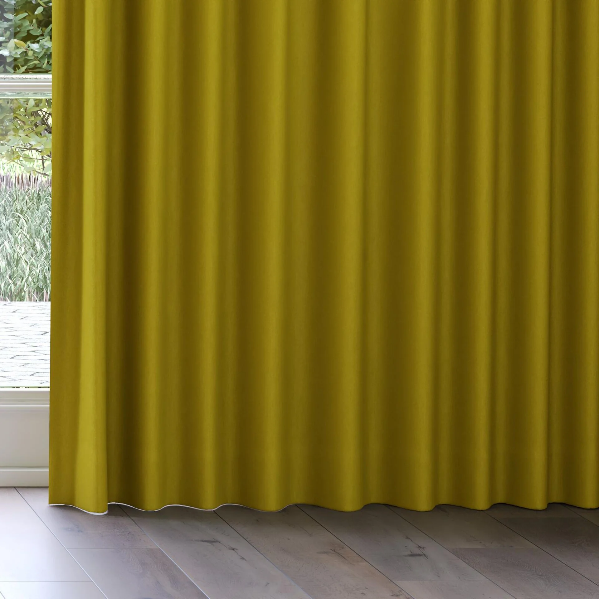 Bottom view of Luxo Moss, on curtain rail