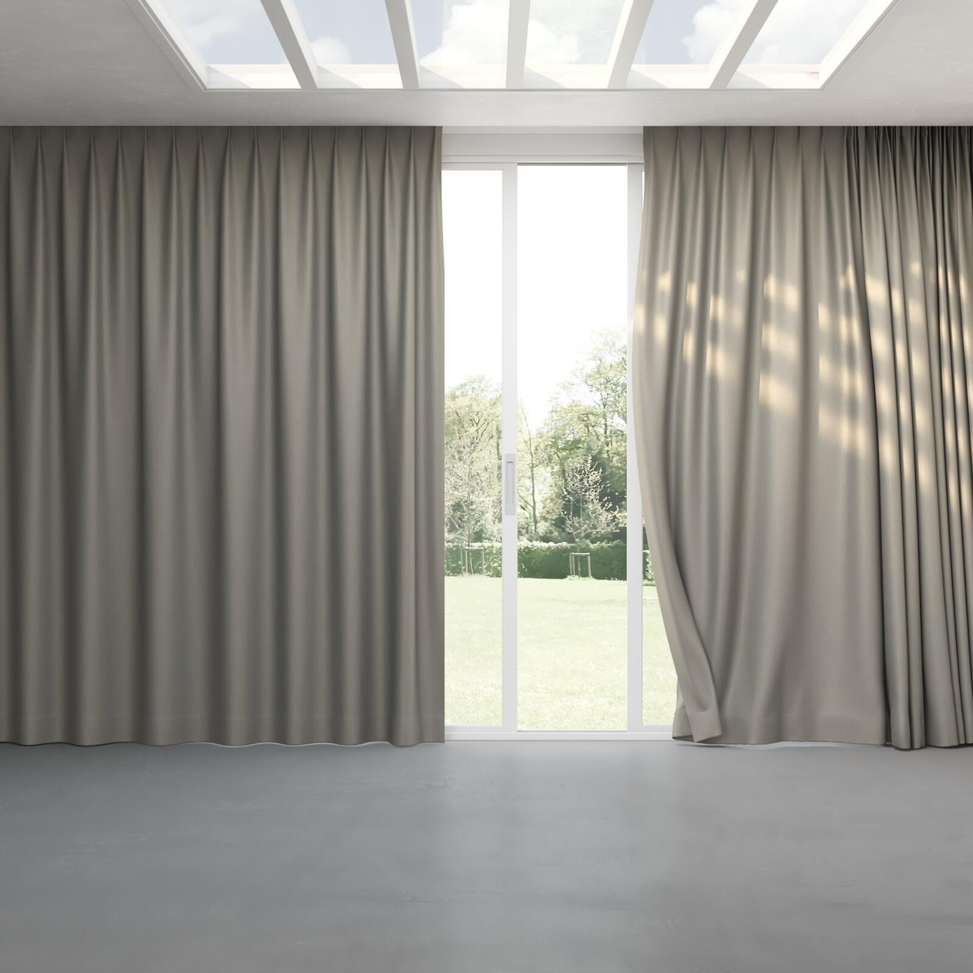 Full view of Matrix FR Oatmeal, pinch pleat