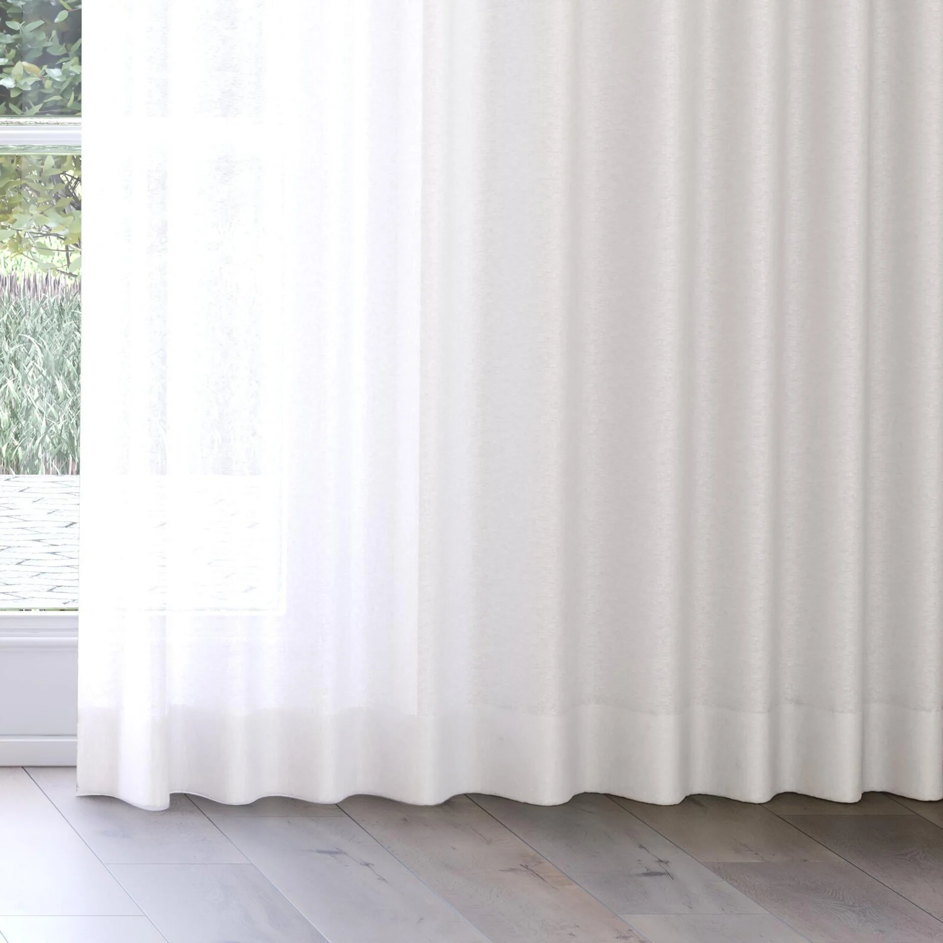 Bottom view of Kyoto Ricepaper, on curtain rail