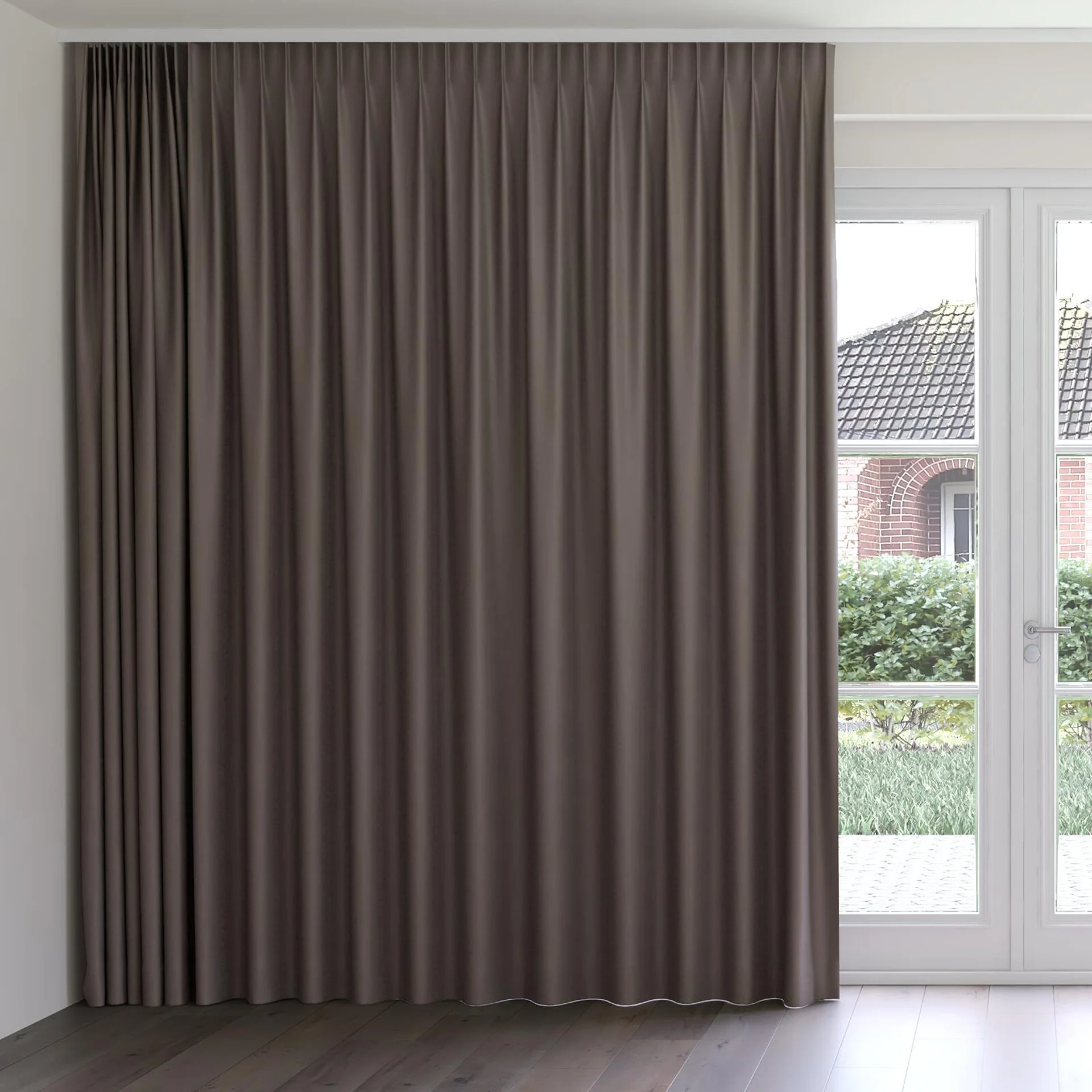 Front view of Woolskin Slate, on curtain rail