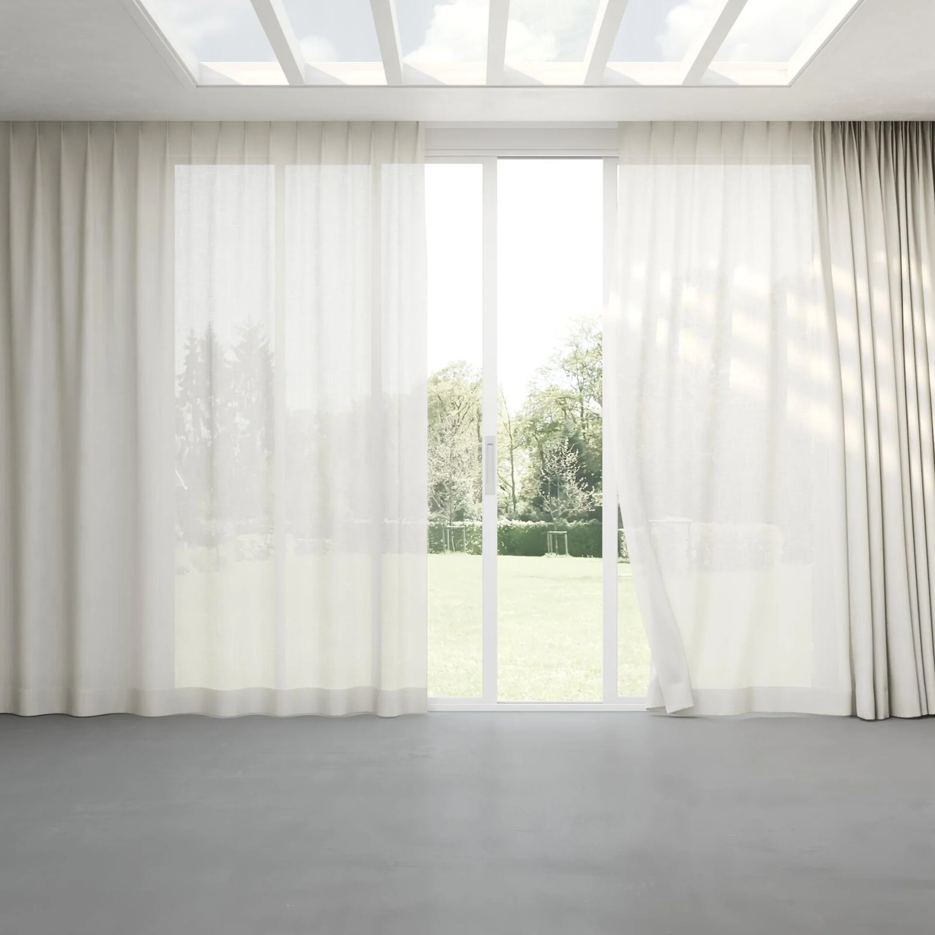 Full view of Release Gravel, pinch pleat