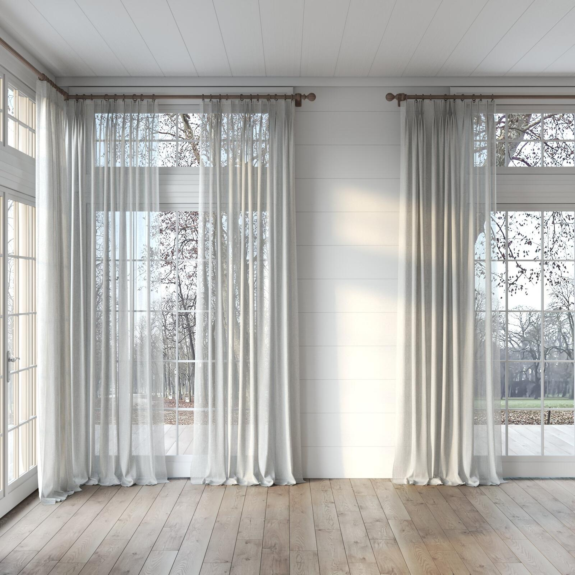 Full view of Vapour Smoke, puddled, on curtain rod