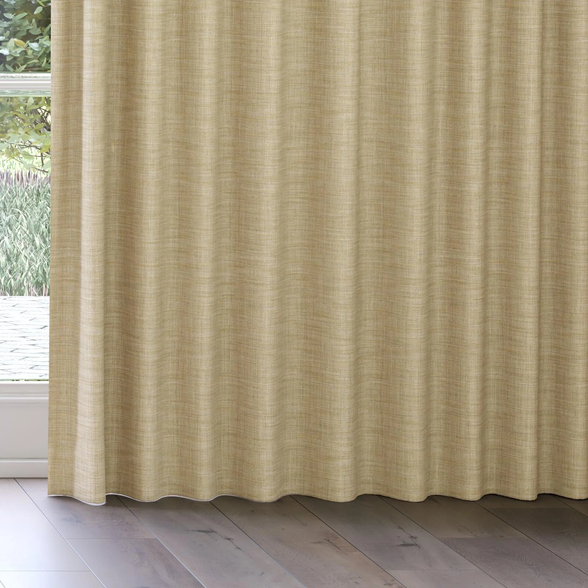 Bottom view of Chatham Grass, on curtain rail