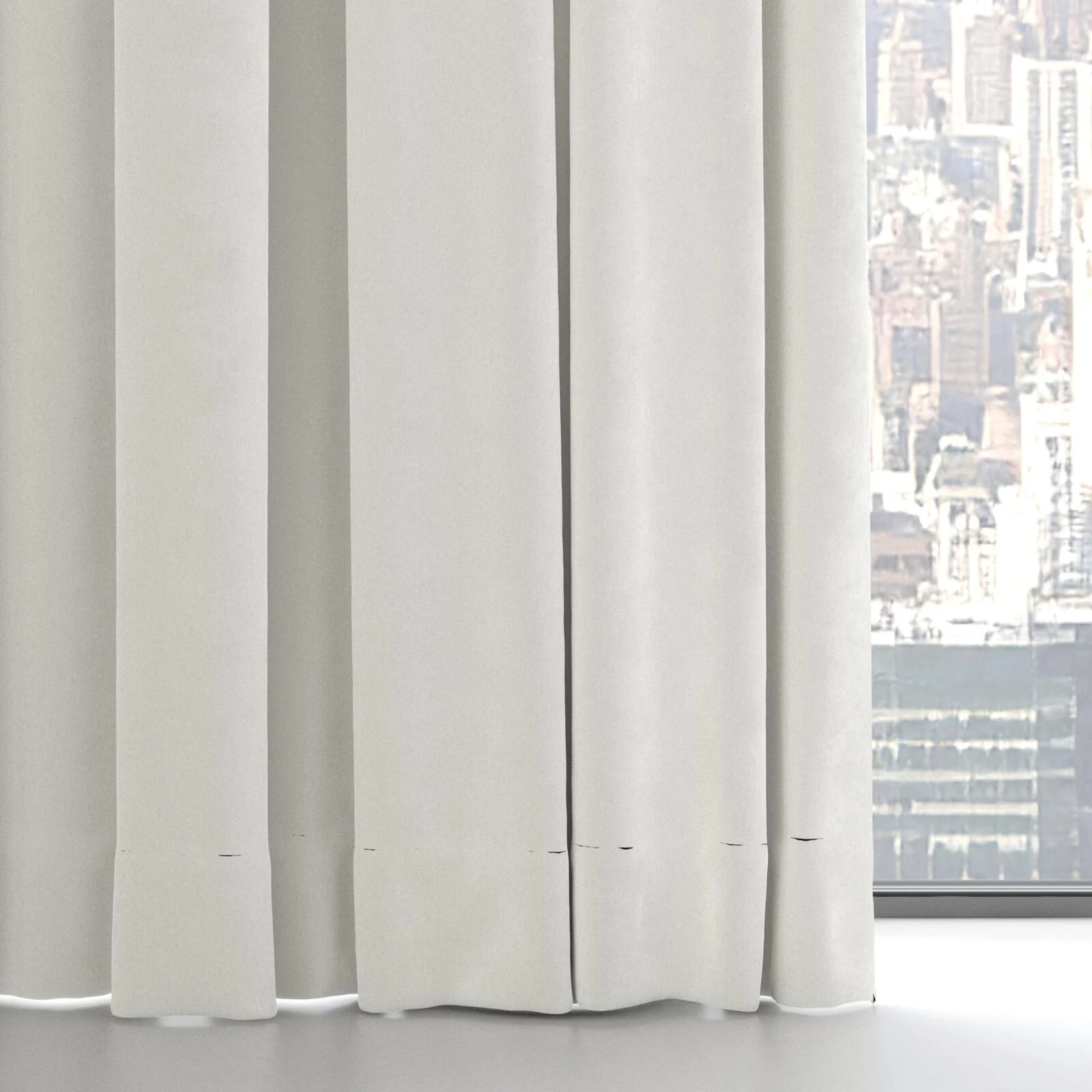 Bottom view of Lux Velvet White 8308, on hidden rail